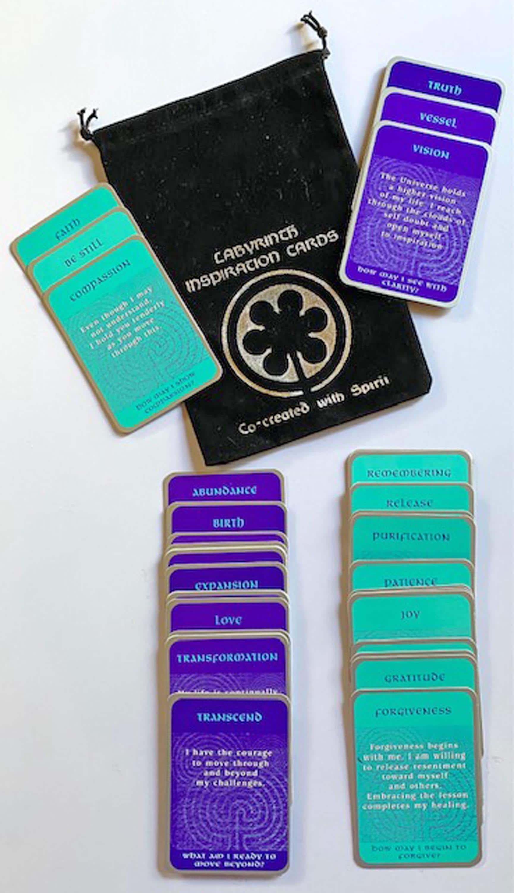 Labyrinth Focus Cards with Central Pattern • Mindfulness Reflection Tool • Meditation & Stress Relief Gift