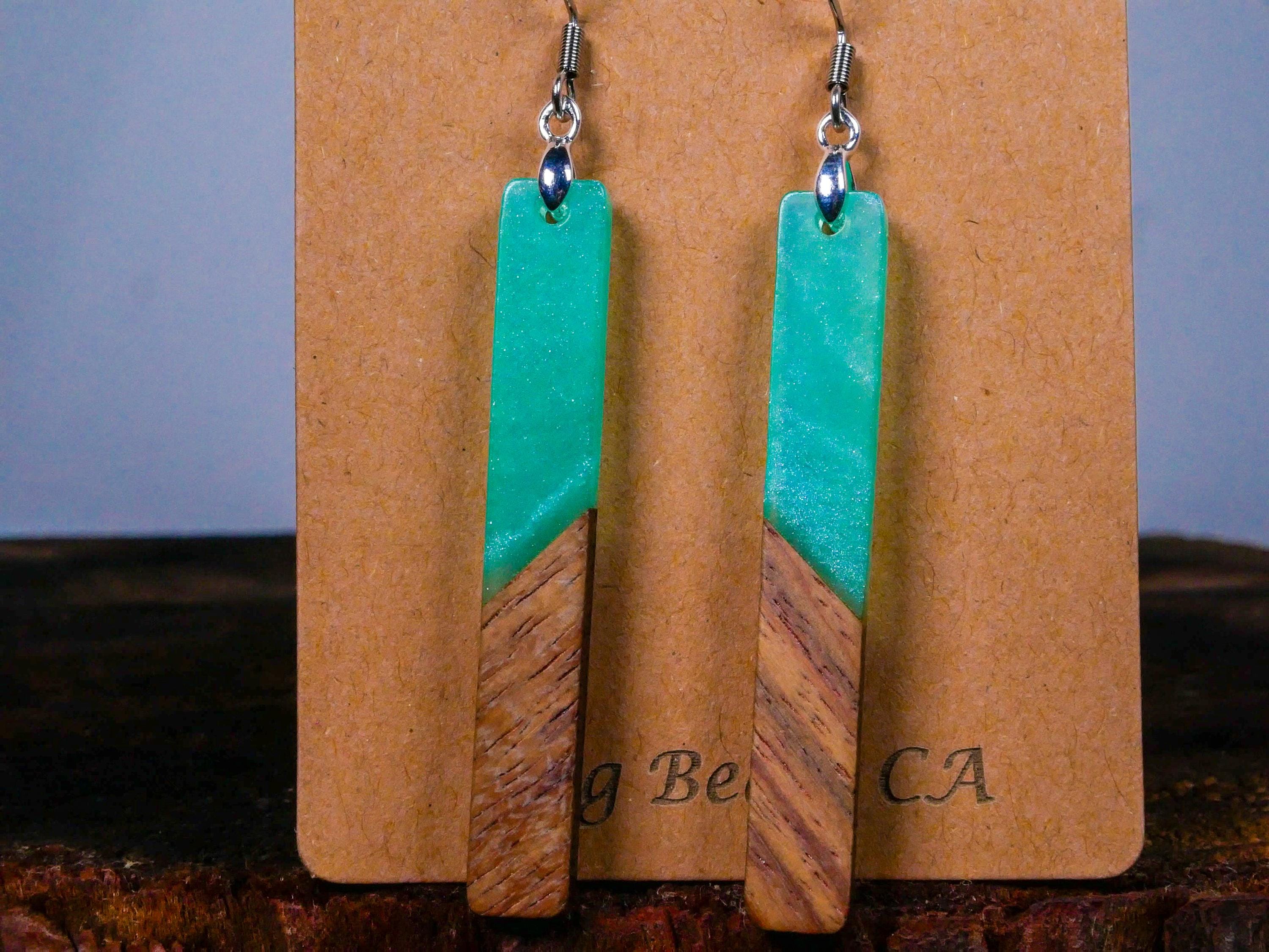 Aqua Bar Earrings • Boho Witchy Jewelry • Lightweight Dangle Earrings