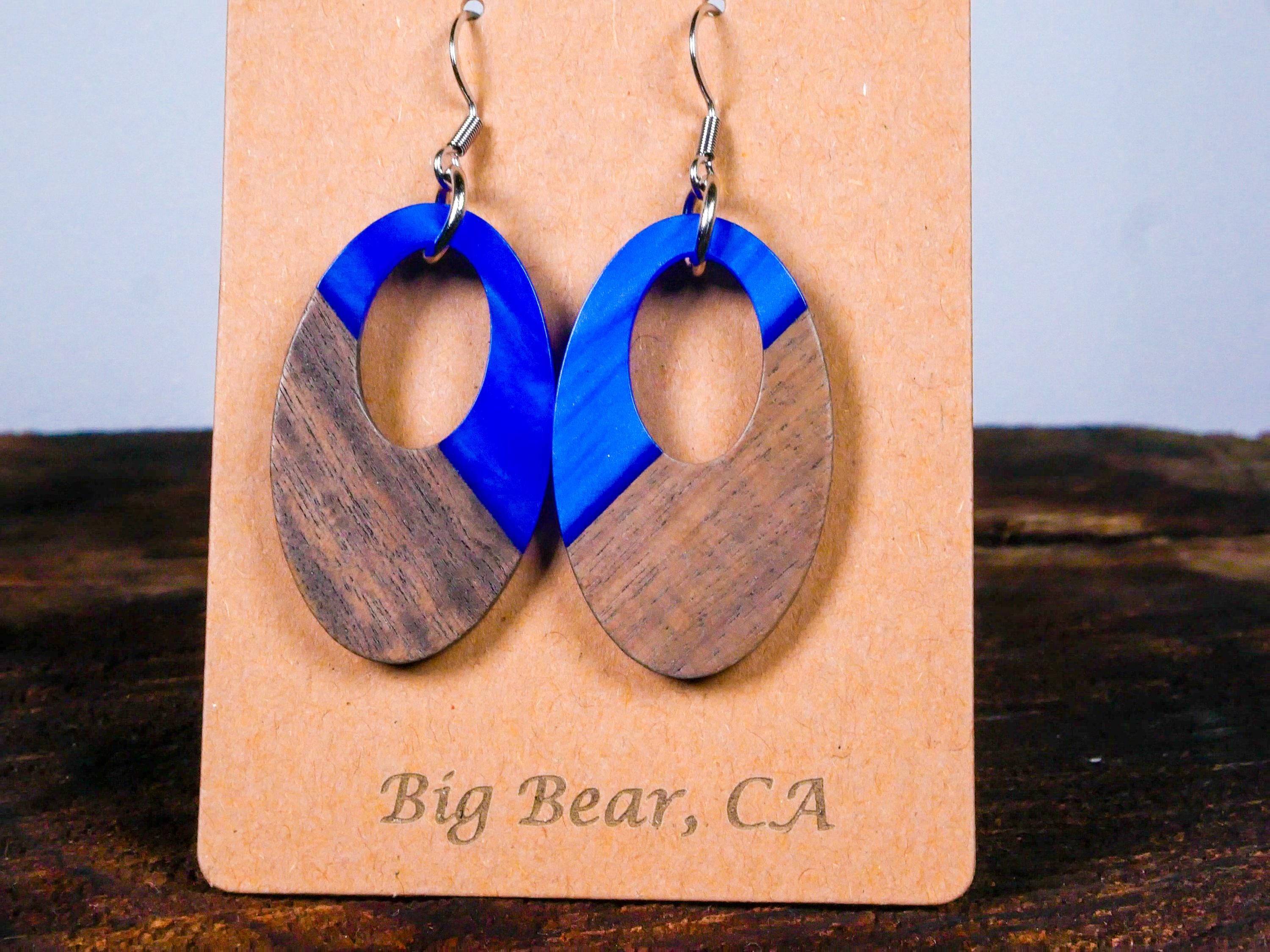 Blue Oval Earrings • Celestial Boho Jewelry • Witchy Dangle Earrings