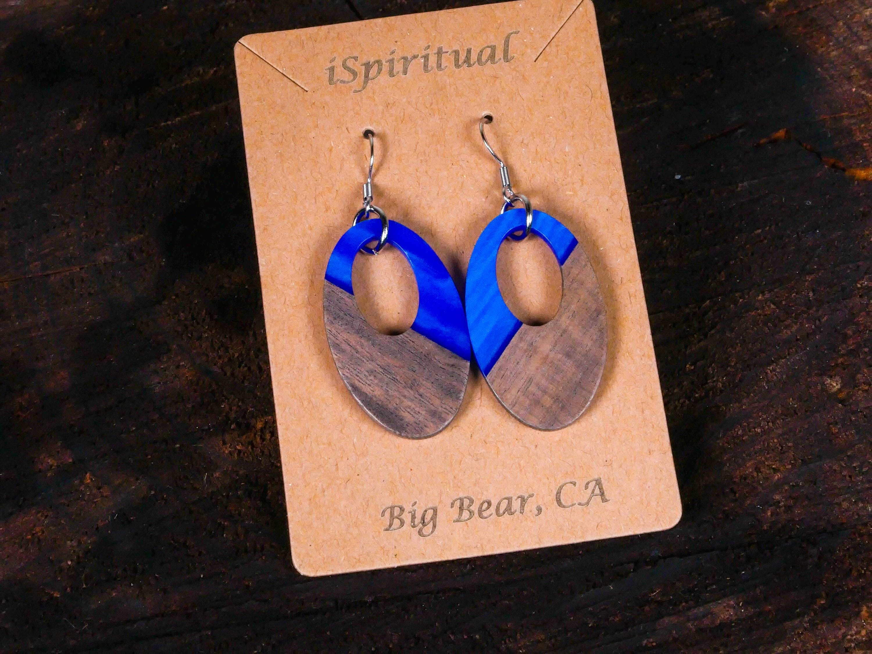 Blue Oval Earrings • Celestial Boho Jewelry • Witchy Dangle Earrings