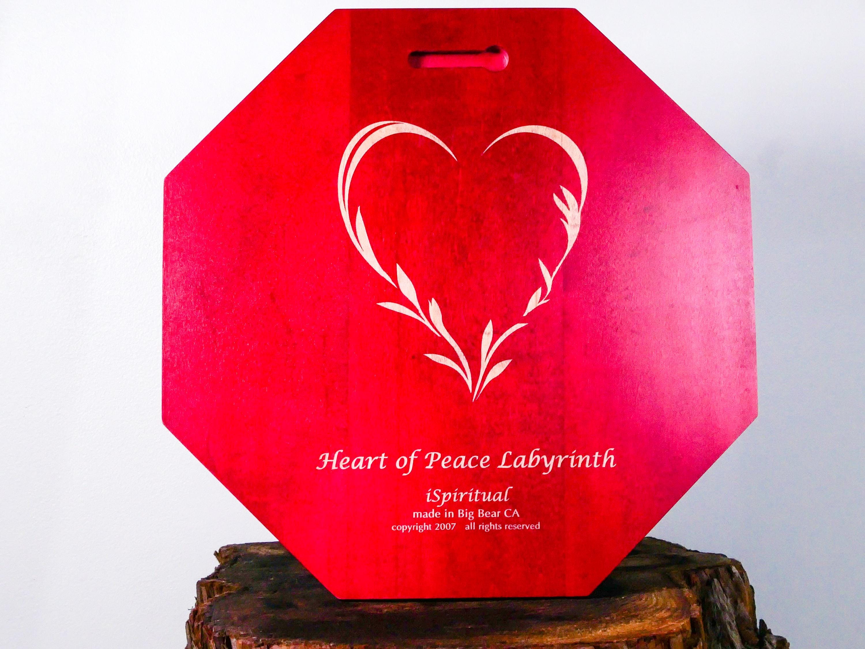 11” Heart of Peace Finger Labyrinth • Red Maple • Meditation & Mindfulness Tool • Handcrafted Wooden Labyrinth