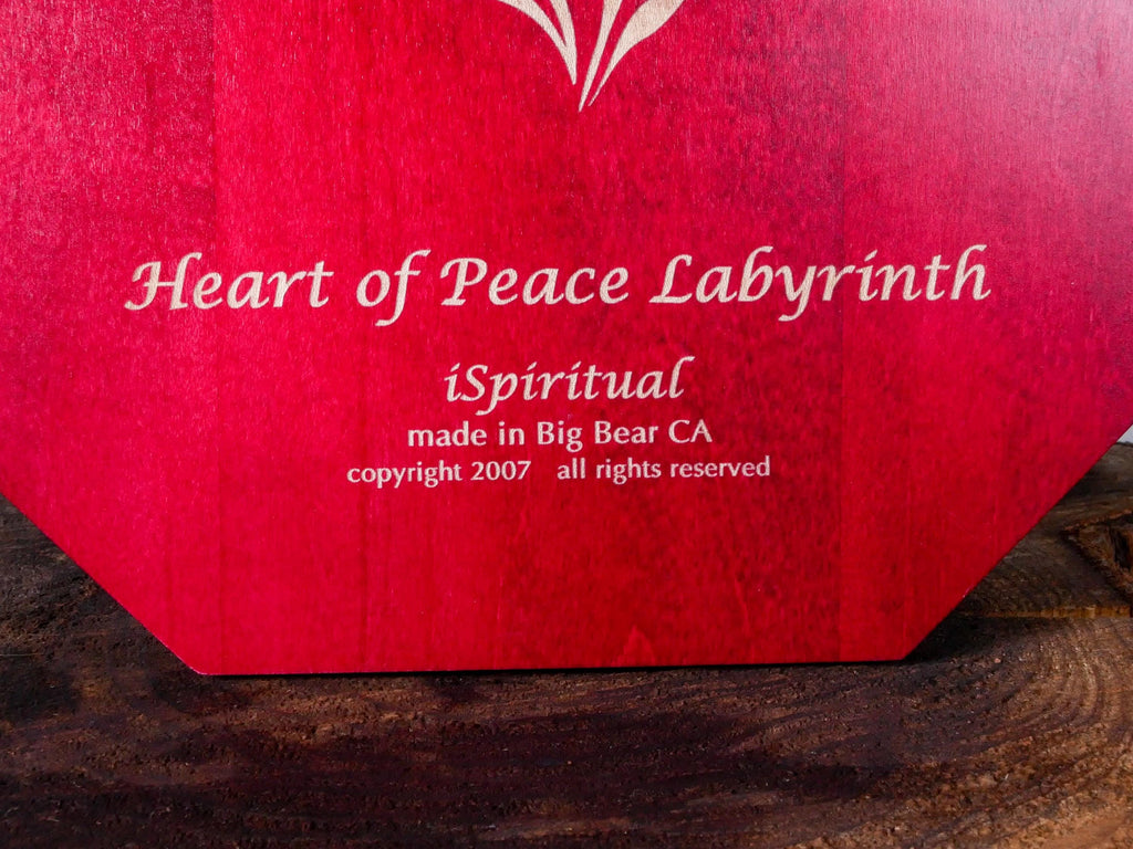 11” Heart of Peace Finger Labyrinth • Red Maple • Meditation & Mindfulness Tool • Handcrafted Wooden Labyrinth