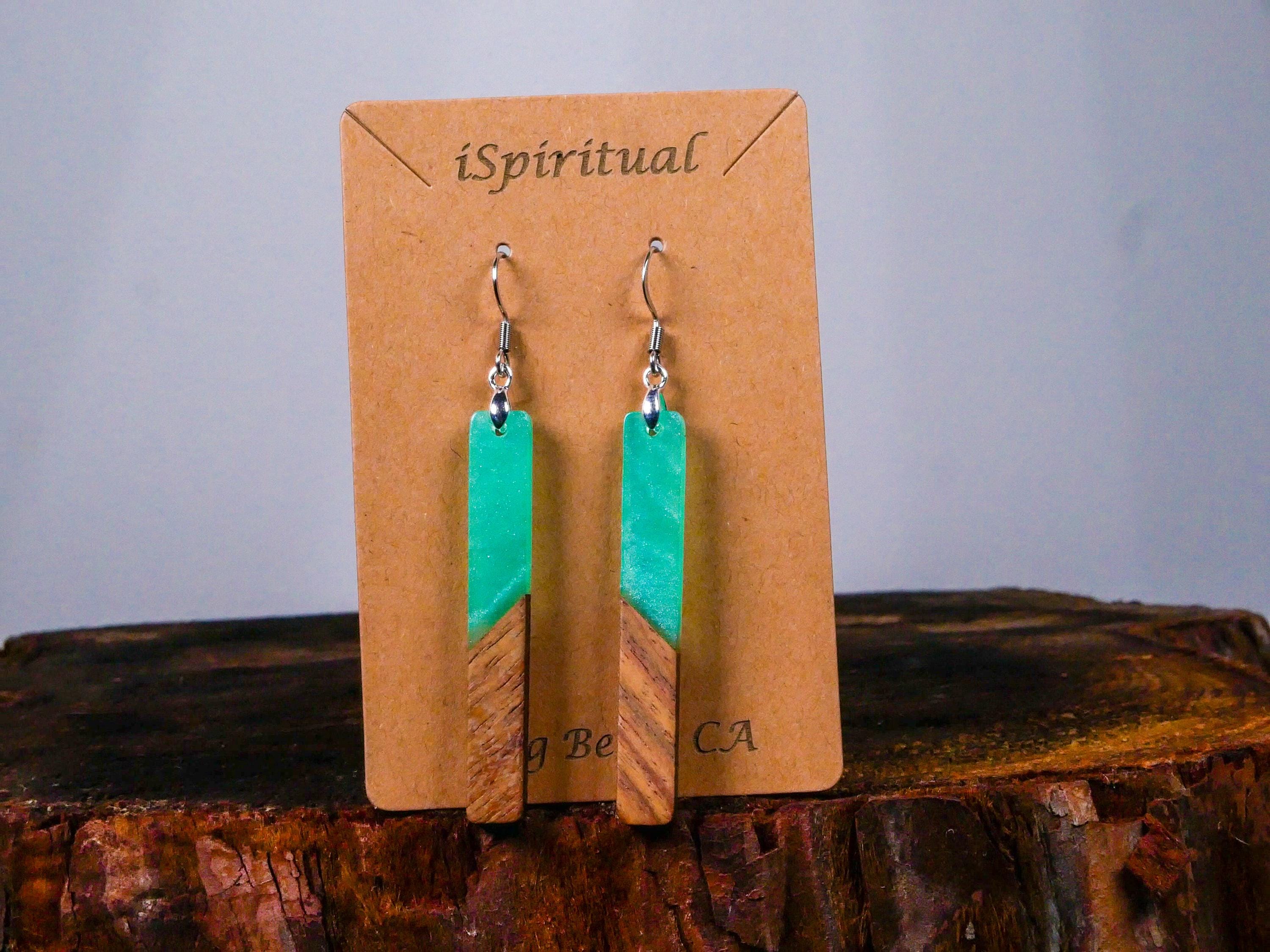 Aqua Bar Earrings • Boho Witchy Jewelry • Lightweight Dangle Earrings