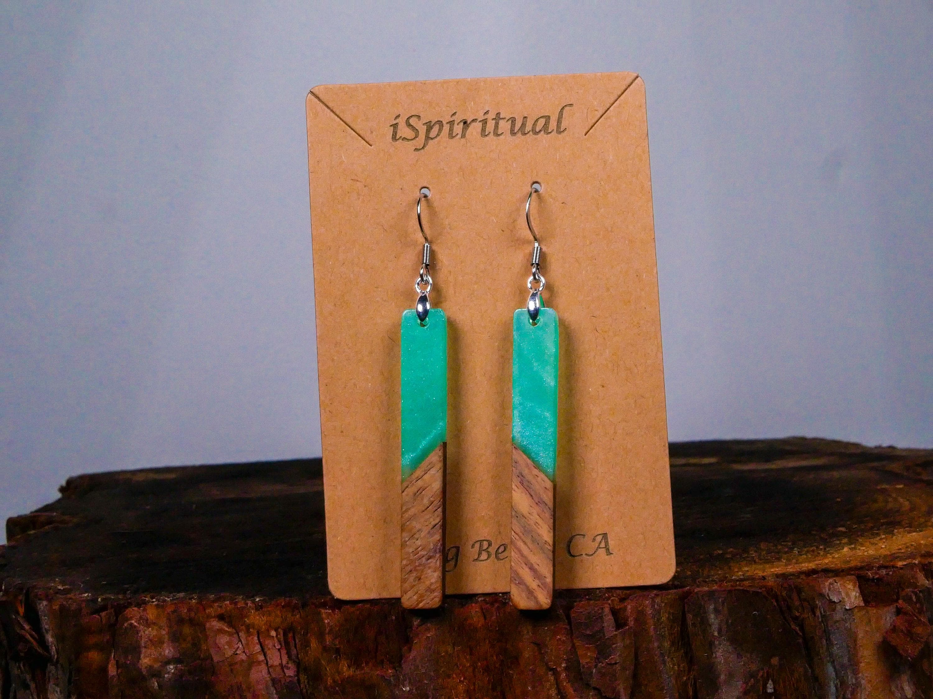 Aqua Bar Earrings • Boho Witchy Jewelry • Lightweight Dangle Earrings