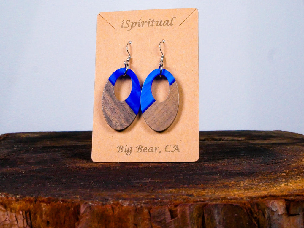 Blue Oval Earrings • Celestial Boho Jewelry • Witchy Dangle Earrings