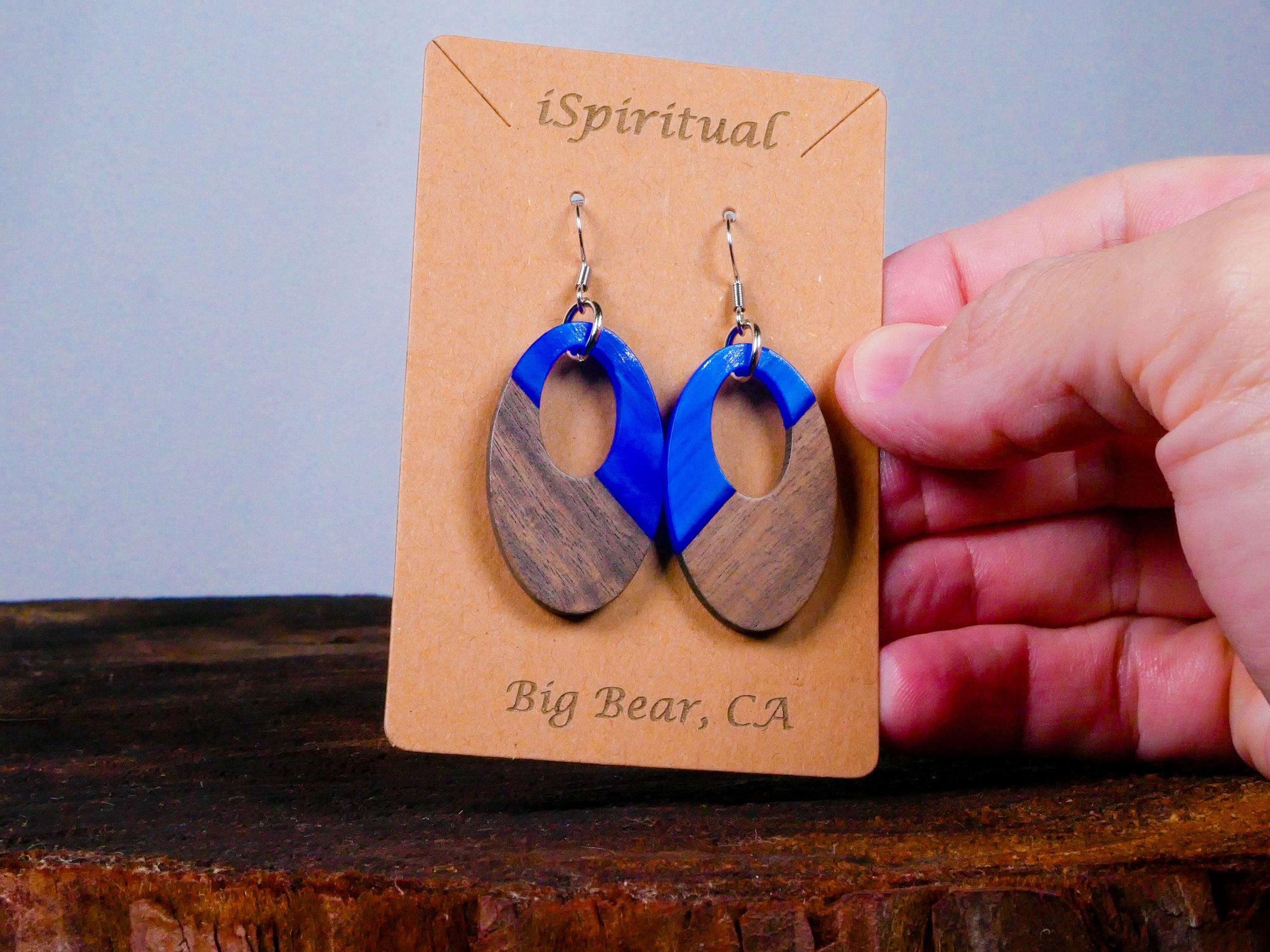 Blue Oval Earrings • Celestial Boho Jewelry • Witchy Dangle Earrings