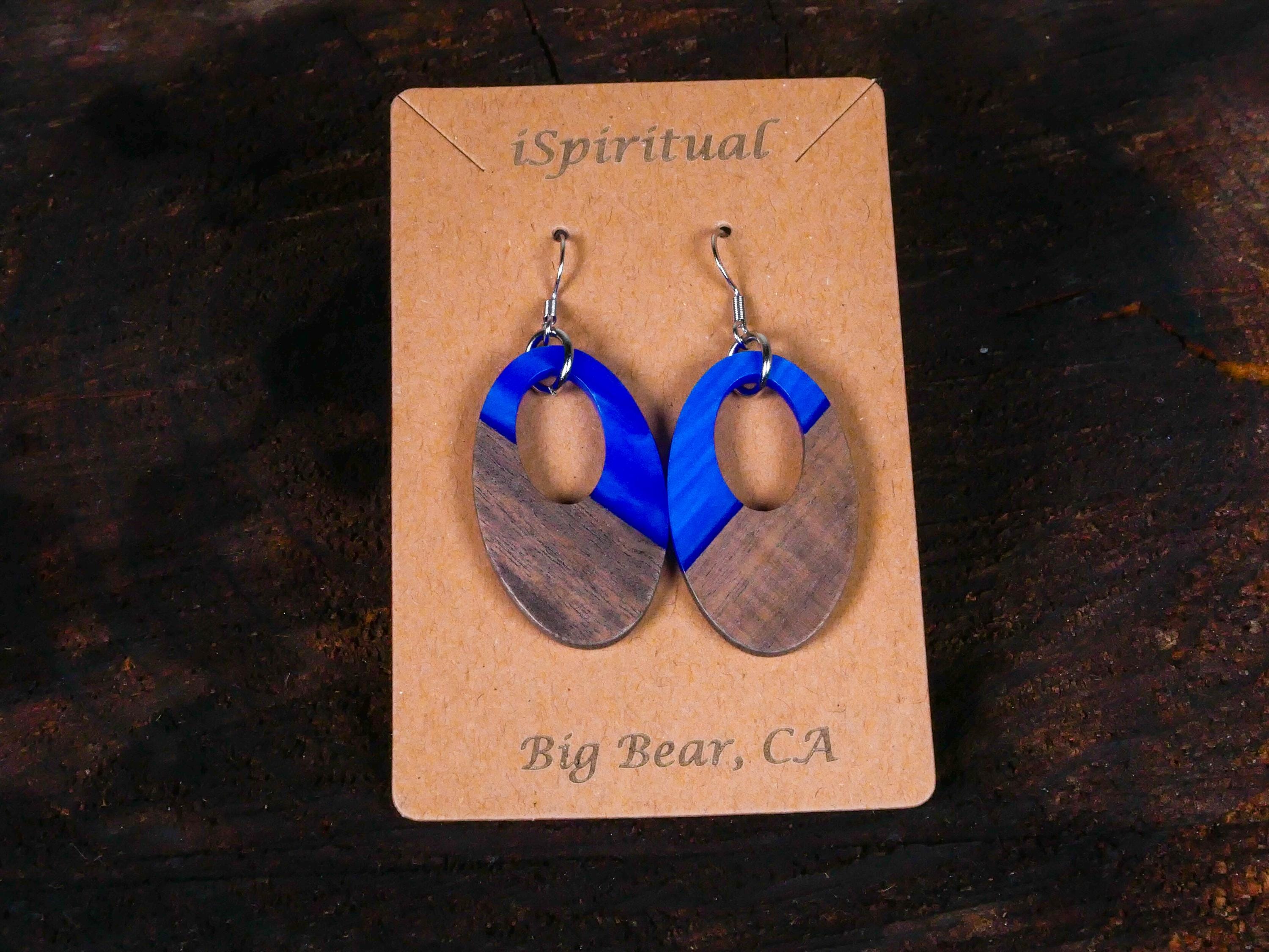 Blue Oval Earrings • Celestial Boho Jewelry • Witchy Dangle Earrings