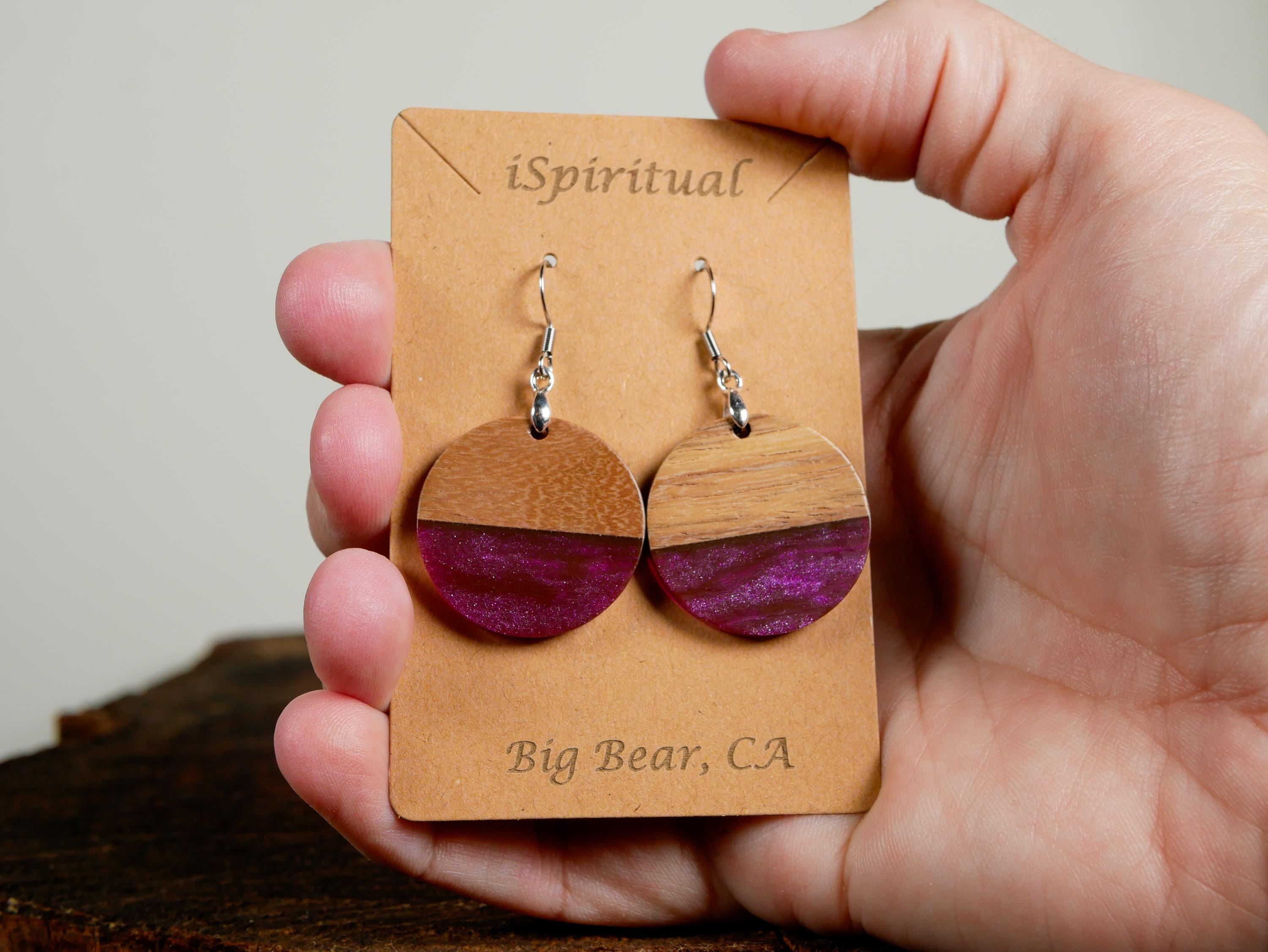 Plum Round Earrings • Boho Witchy Jewelry • Lightweight Dangle Earrings