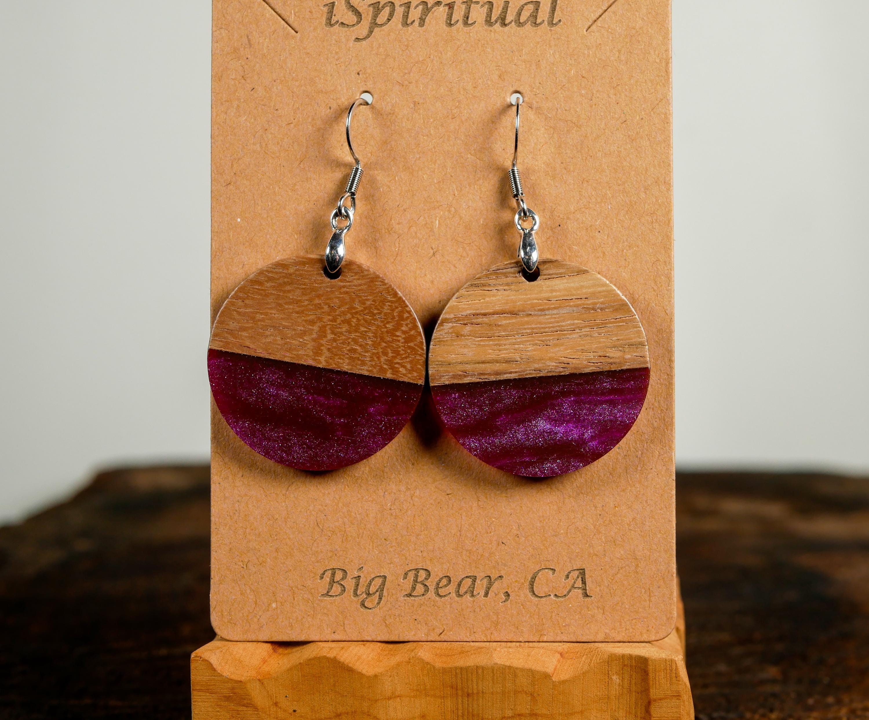 Plum Round Earrings • Boho Witchy Jewelry • Lightweight Dangle Earrings