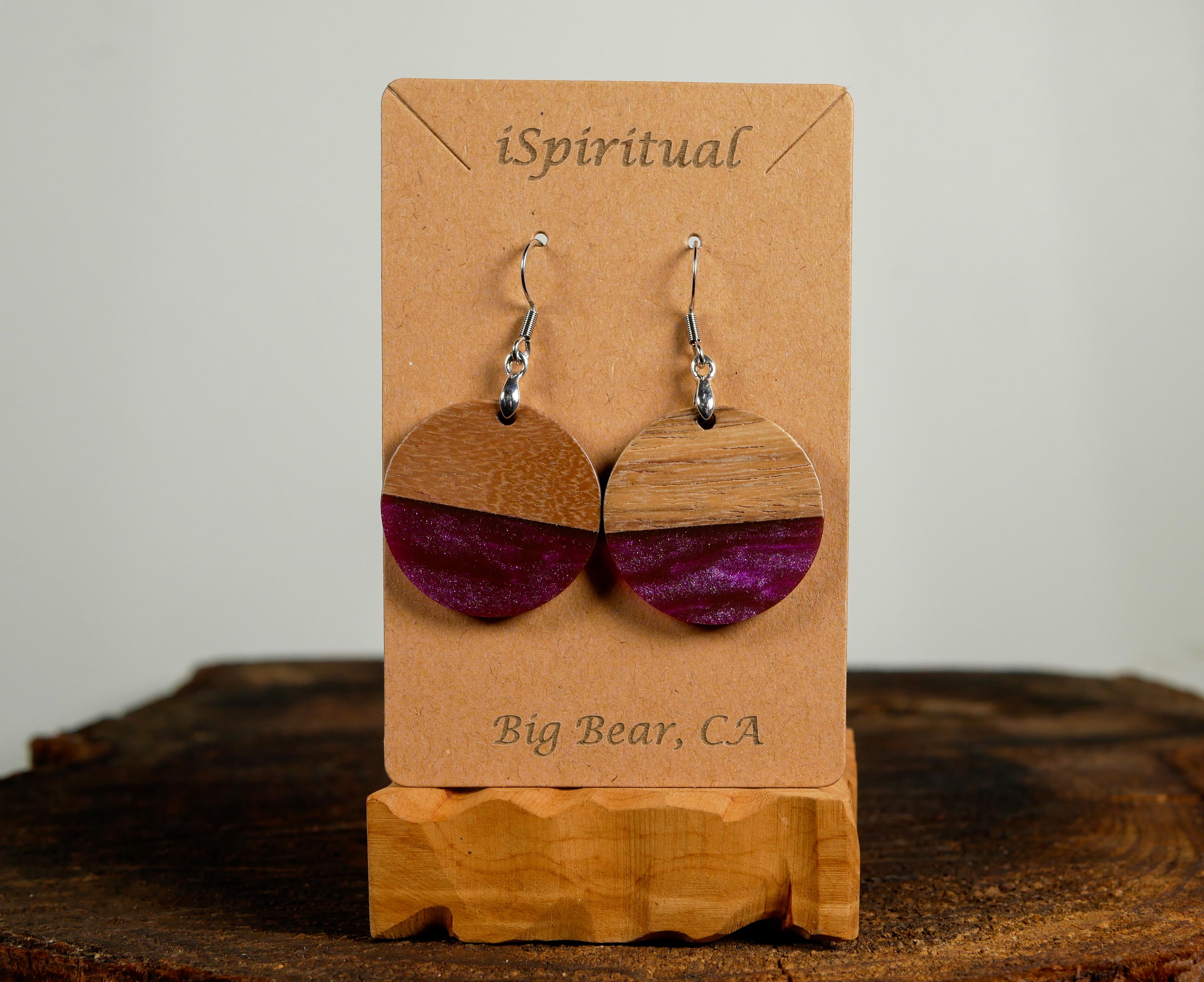 Plum Round Earrings • Boho Witchy Jewelry • Lightweight Dangle Earrings