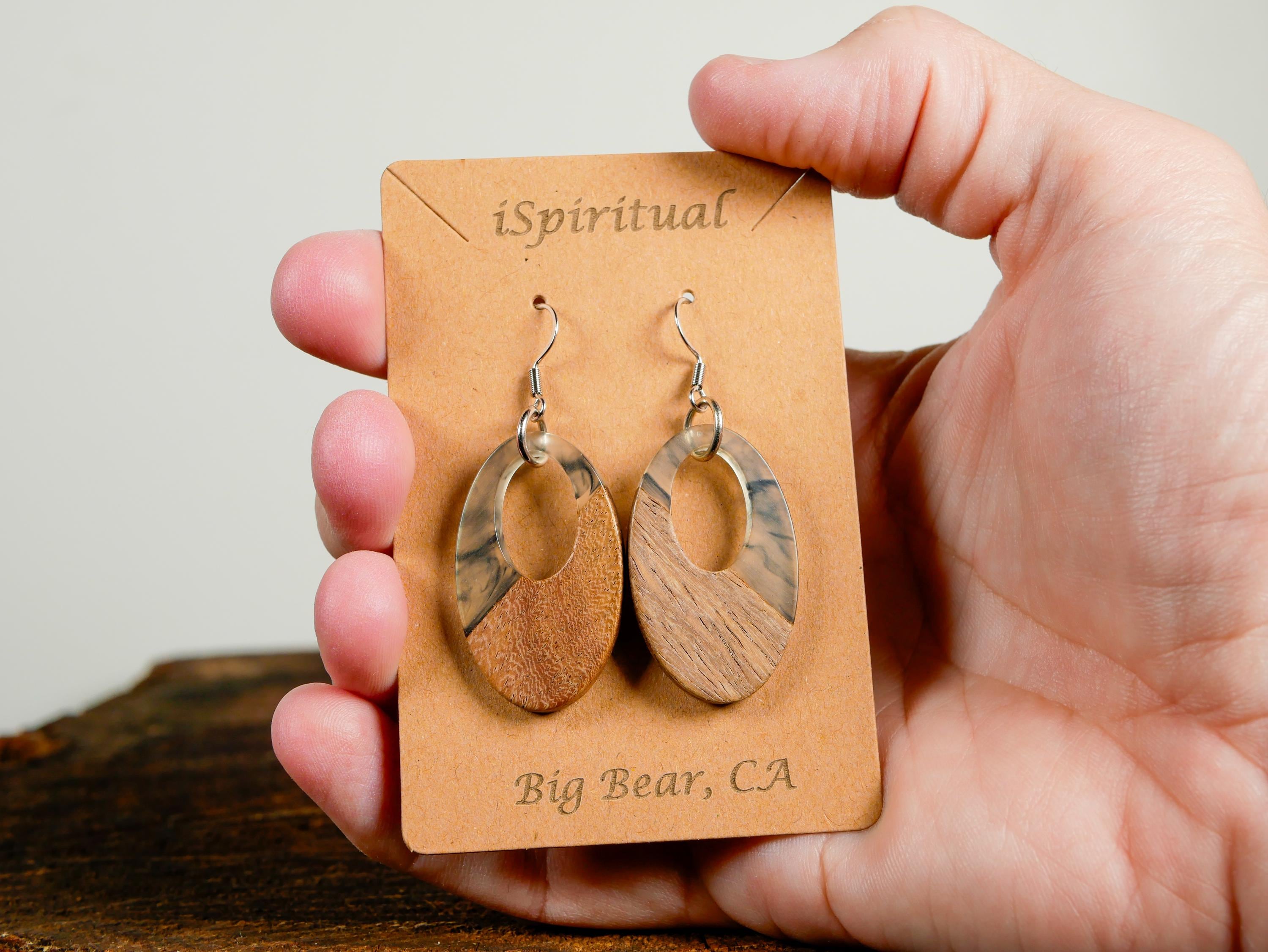 Charcoal Oval Earrings • Witchy Neutral Jewelry • Boho Dangle Earrings