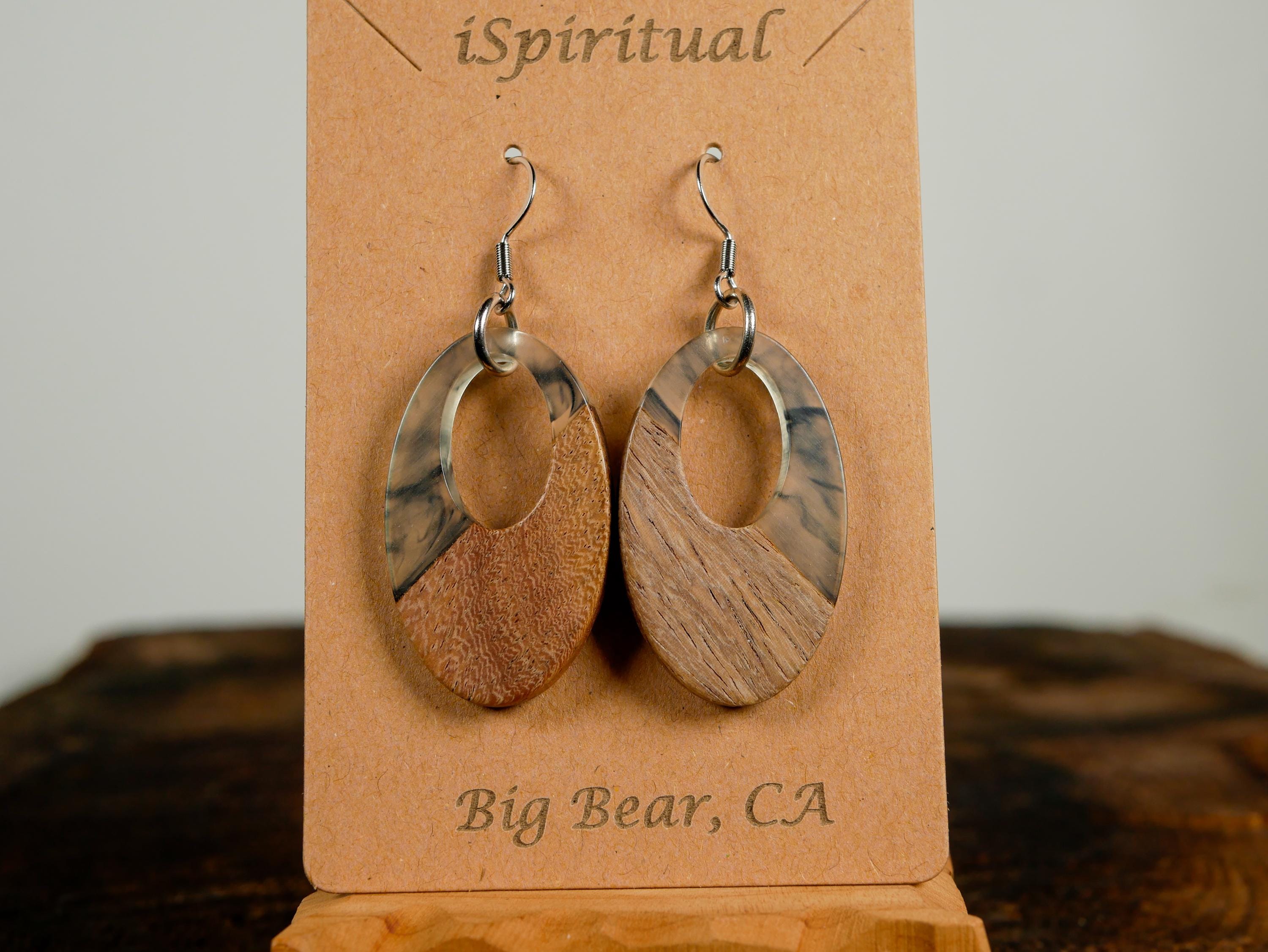 Charcoal Oval Earrings • Witchy Neutral Jewelry • Boho Dangle Earrings