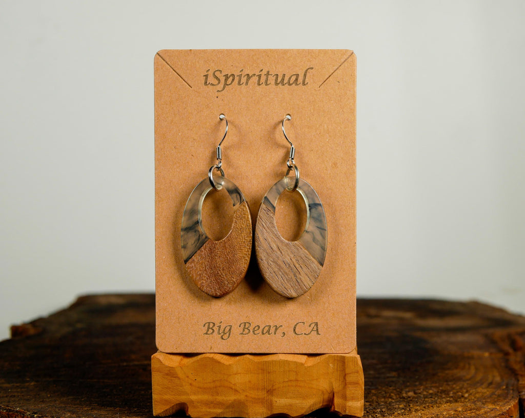 Charcoal Oval Earrings • Witchy Neutral Jewelry • Boho Dangle Earrings