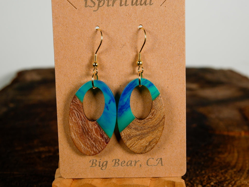 Aquamarine Oval Earrings • Boho Ocean Jewelry • Lightweight Dangle Earrings