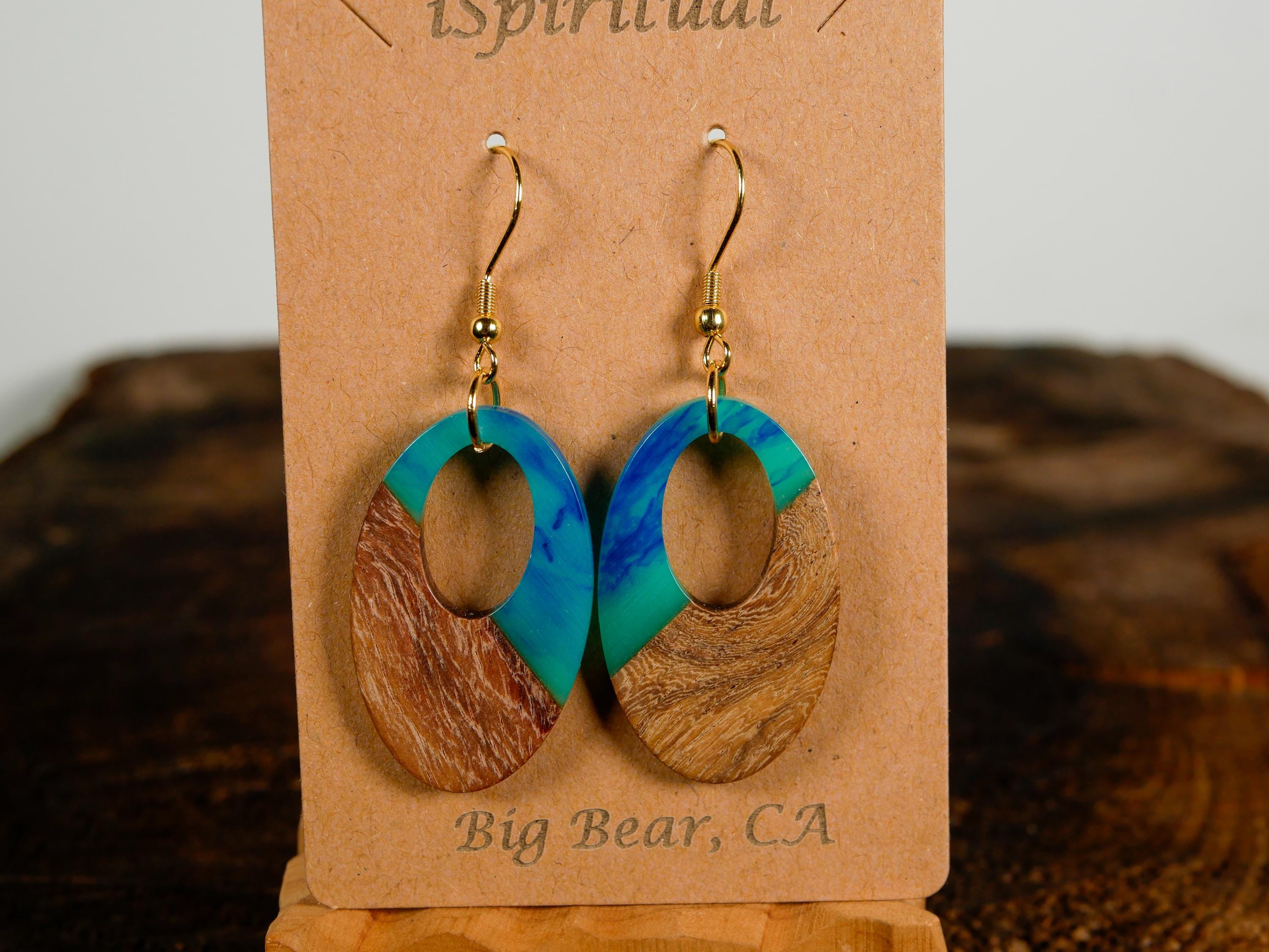 Aquamarine Oval Earrings • Boho Ocean Jewelry • Lightweight Dangle Earrings