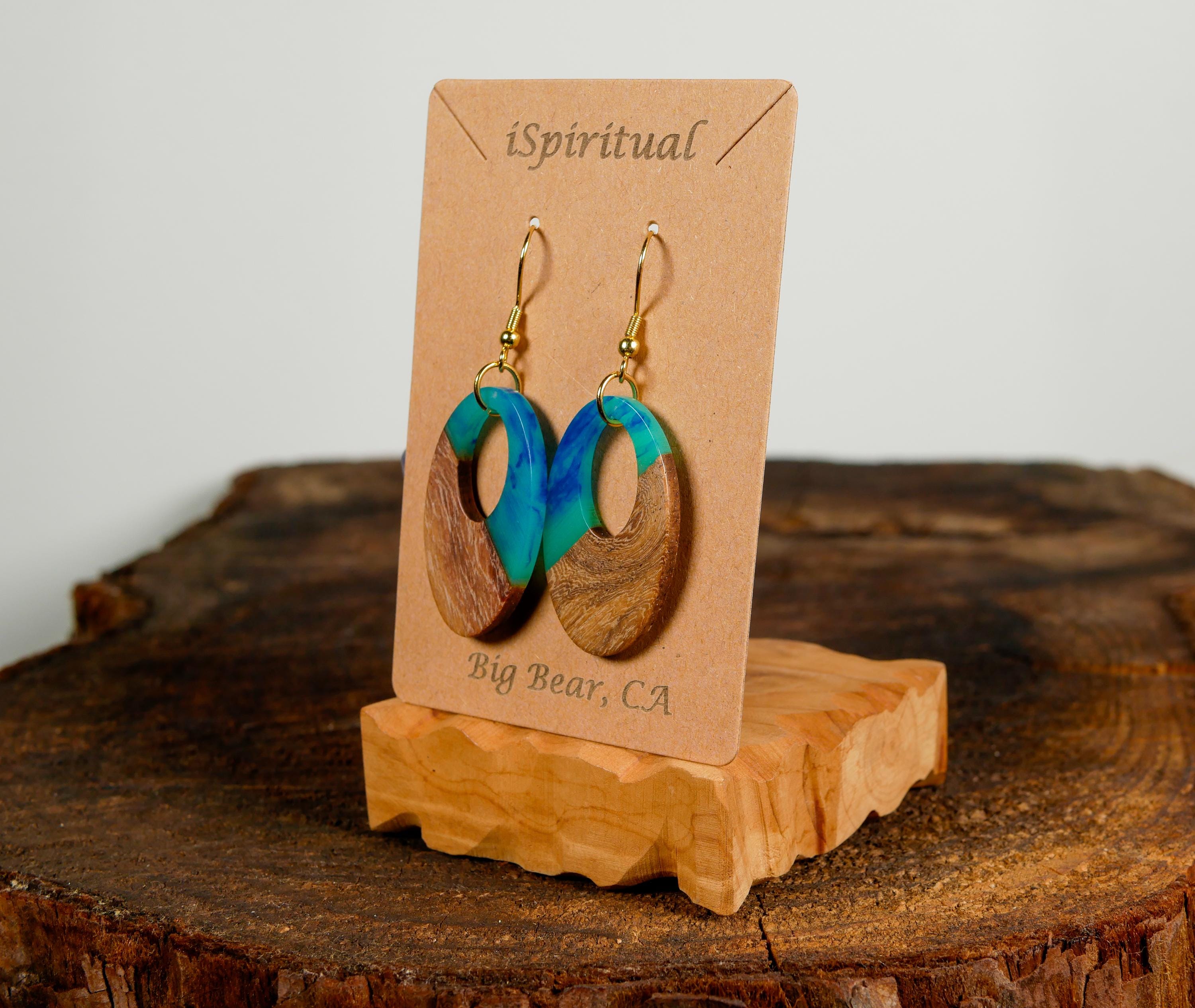 Aquamarine Oval Earrings • Boho Ocean Jewelry • Lightweight Dangle Earrings