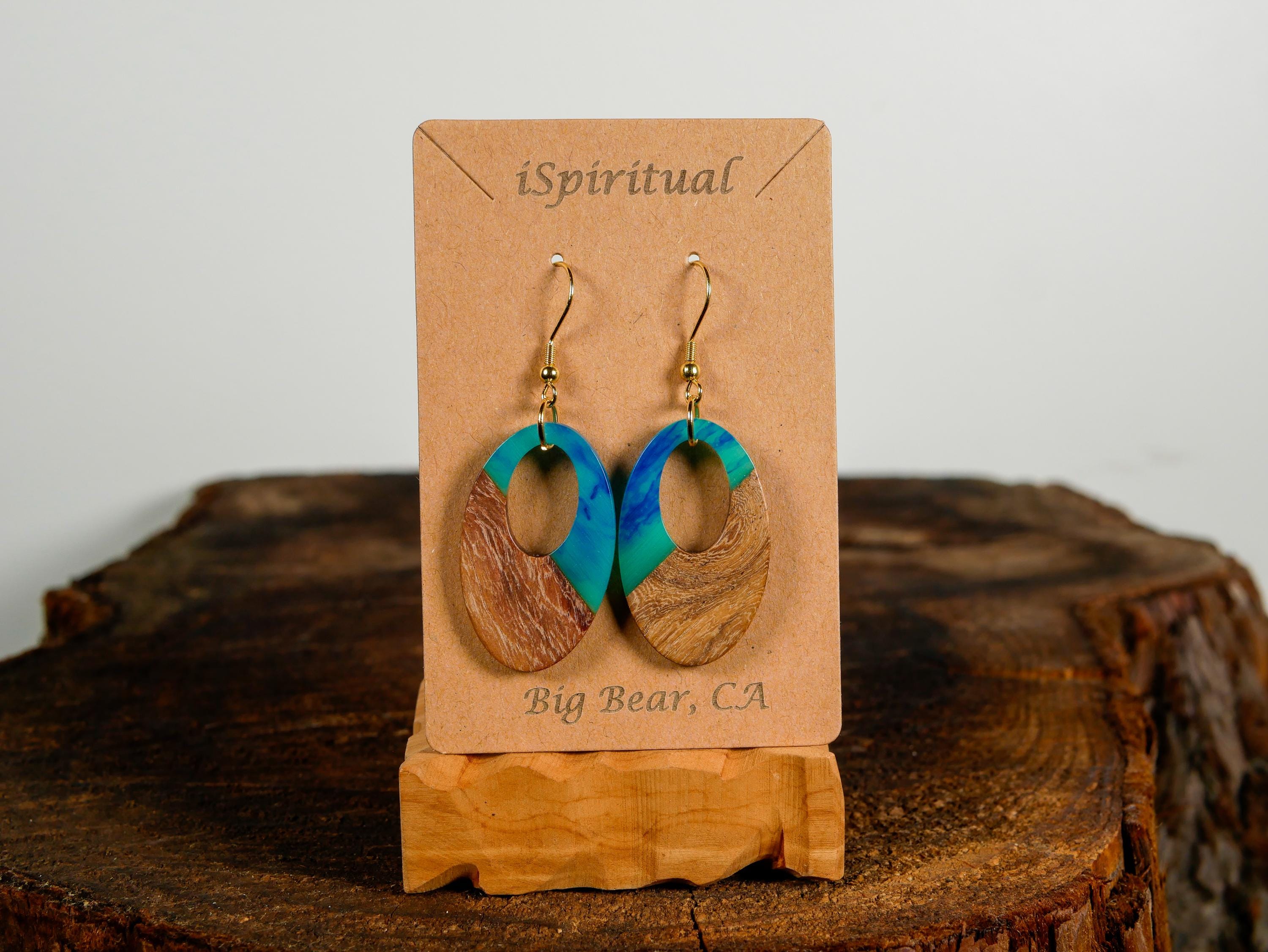 Aquamarine Oval Earrings • Boho Ocean Jewelry • Lightweight Dangle Earrings