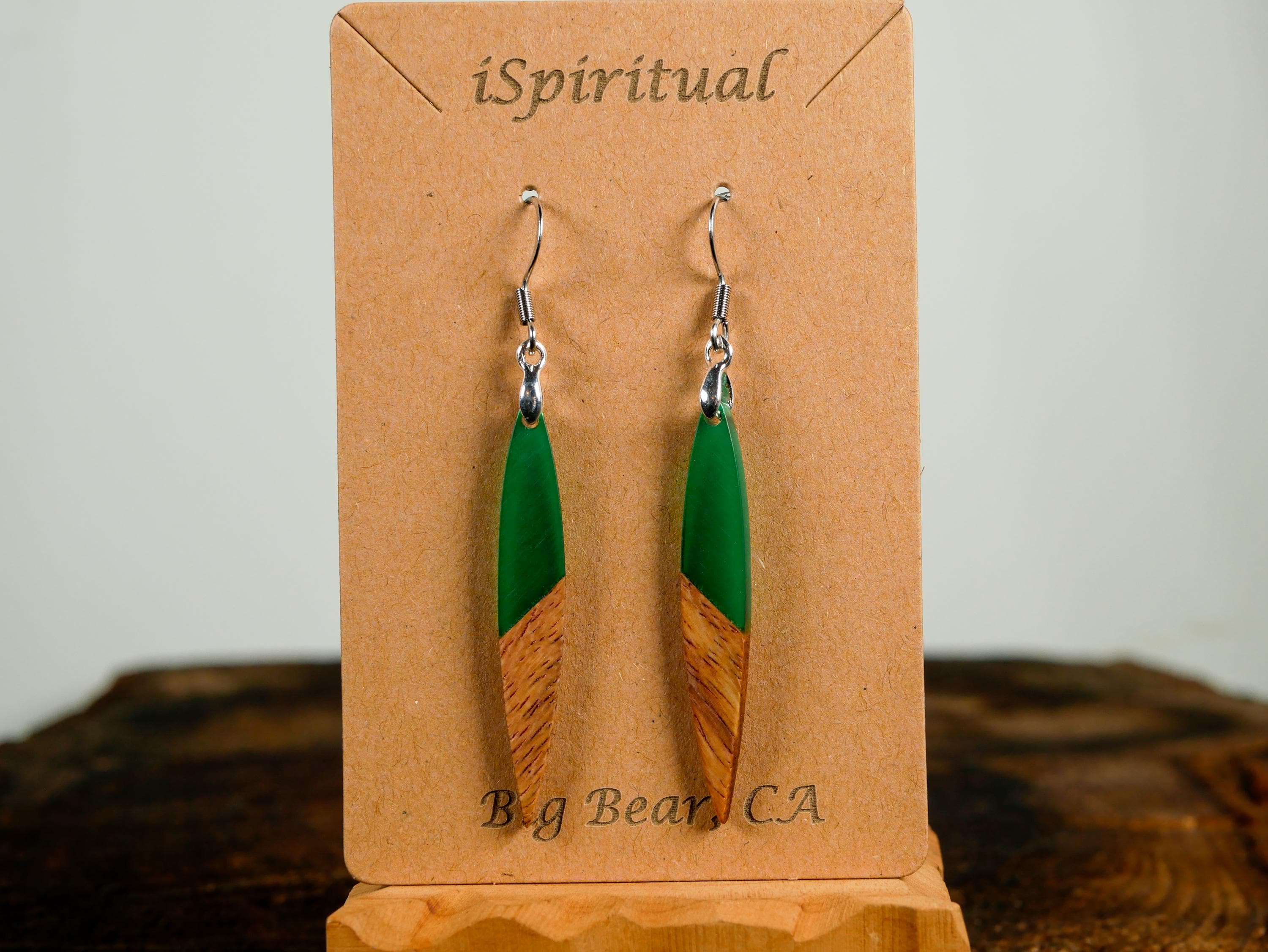 Green Bar Earrings • Forest Witch Jewelry • Boho Dangle Earrings • Lightweight