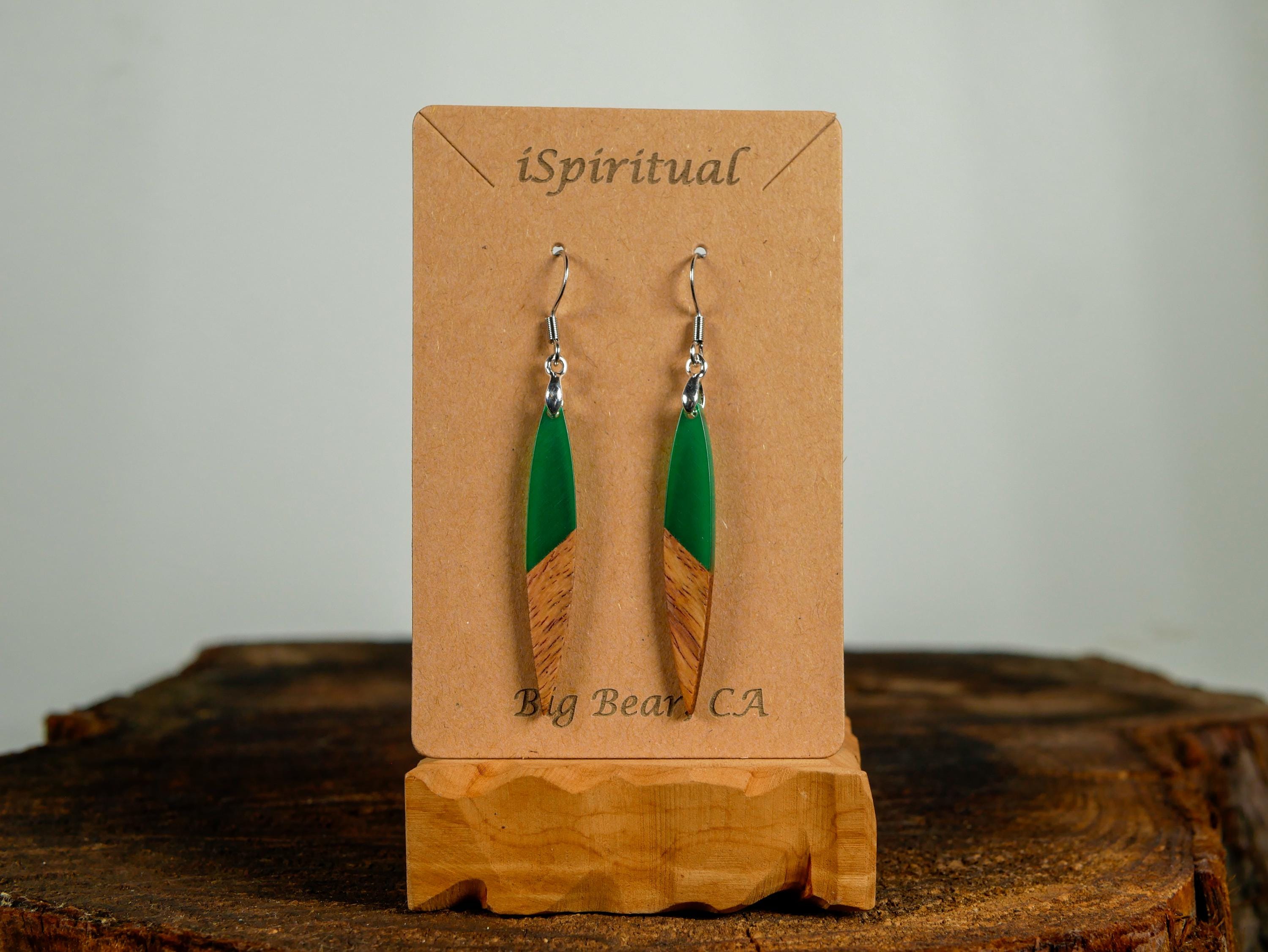 Green Bar Earrings • Forest Witch Jewelry • Boho Dangle Earrings • Lightweight