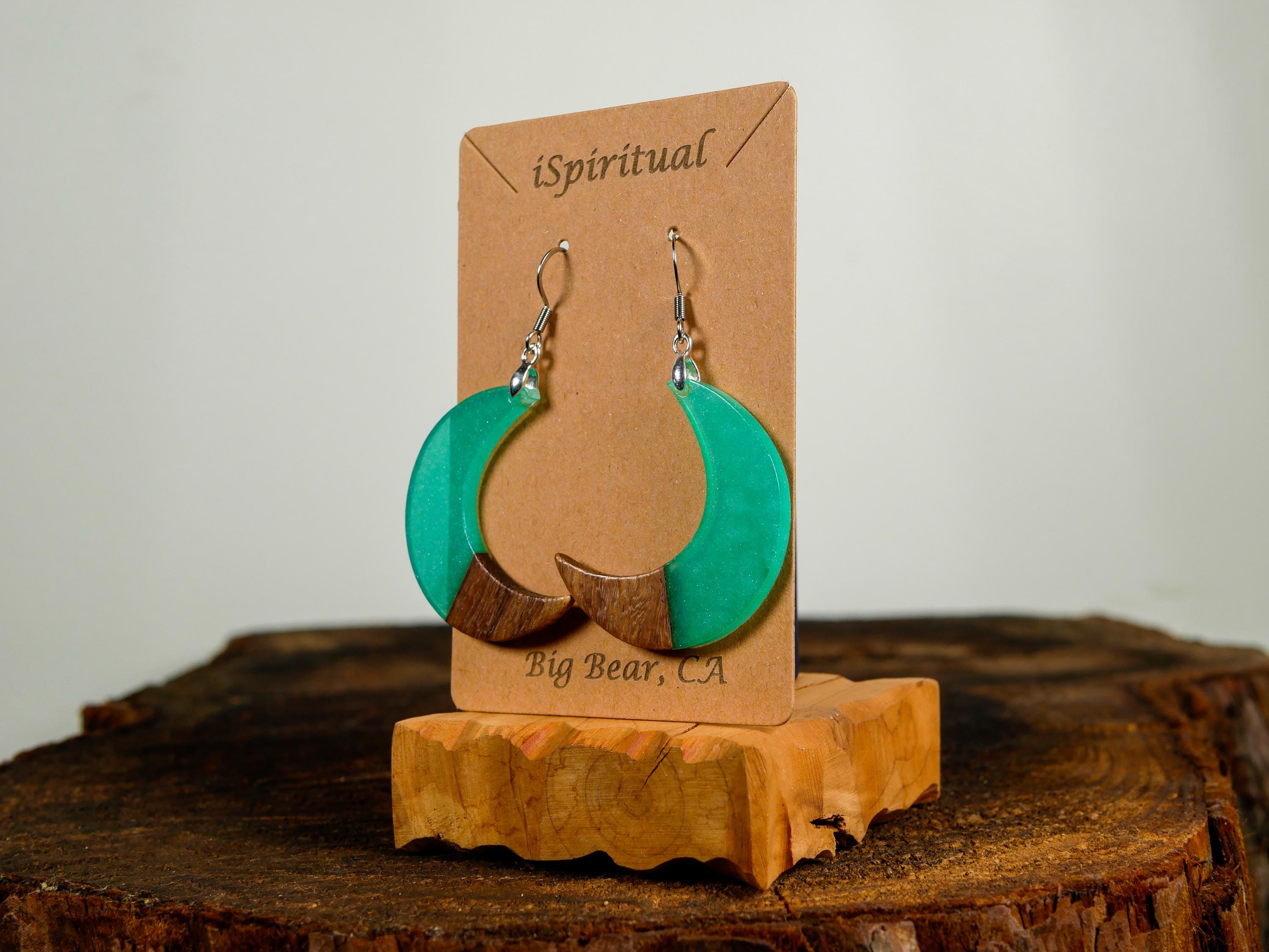 Crescent Moon Earrings • Aqua • Celestial Jewelry • Witchy Gift • Lunar Earrings • Handmade