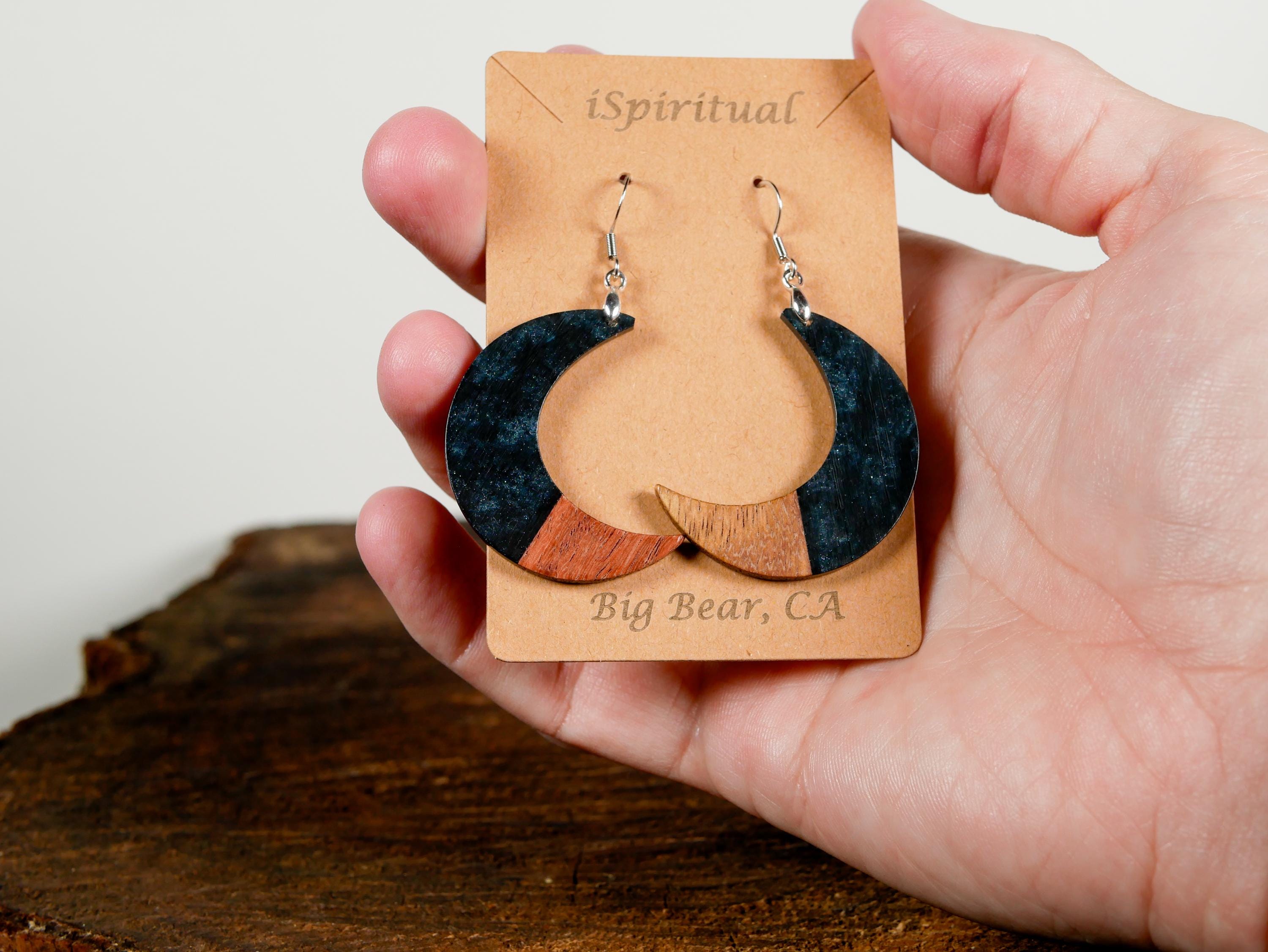Charcoal Crescent Moon Earrings • Witchy Lunar Jewelry