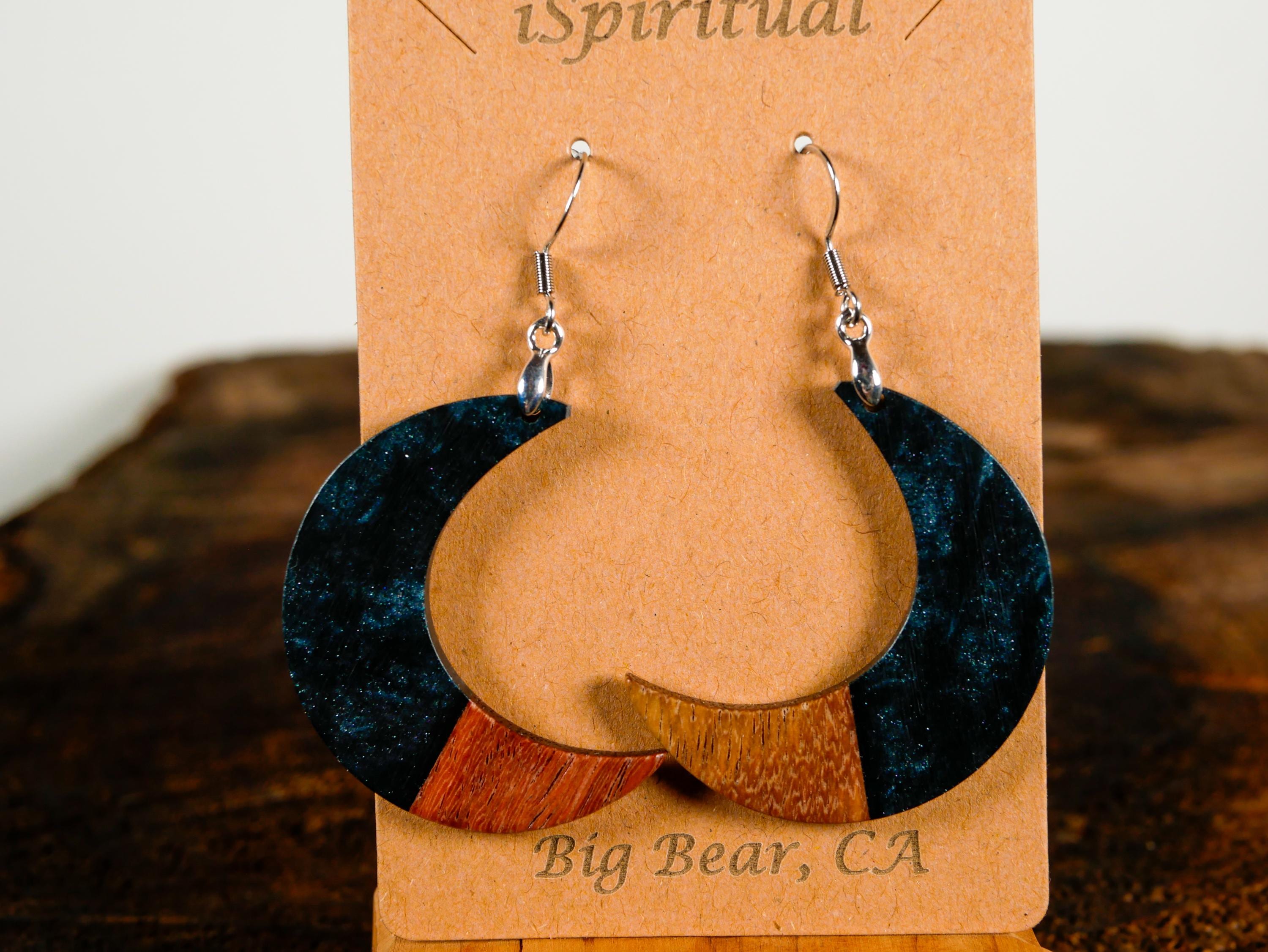 Charcoal Crescent Moon Earrings • Witchy Lunar Jewelry