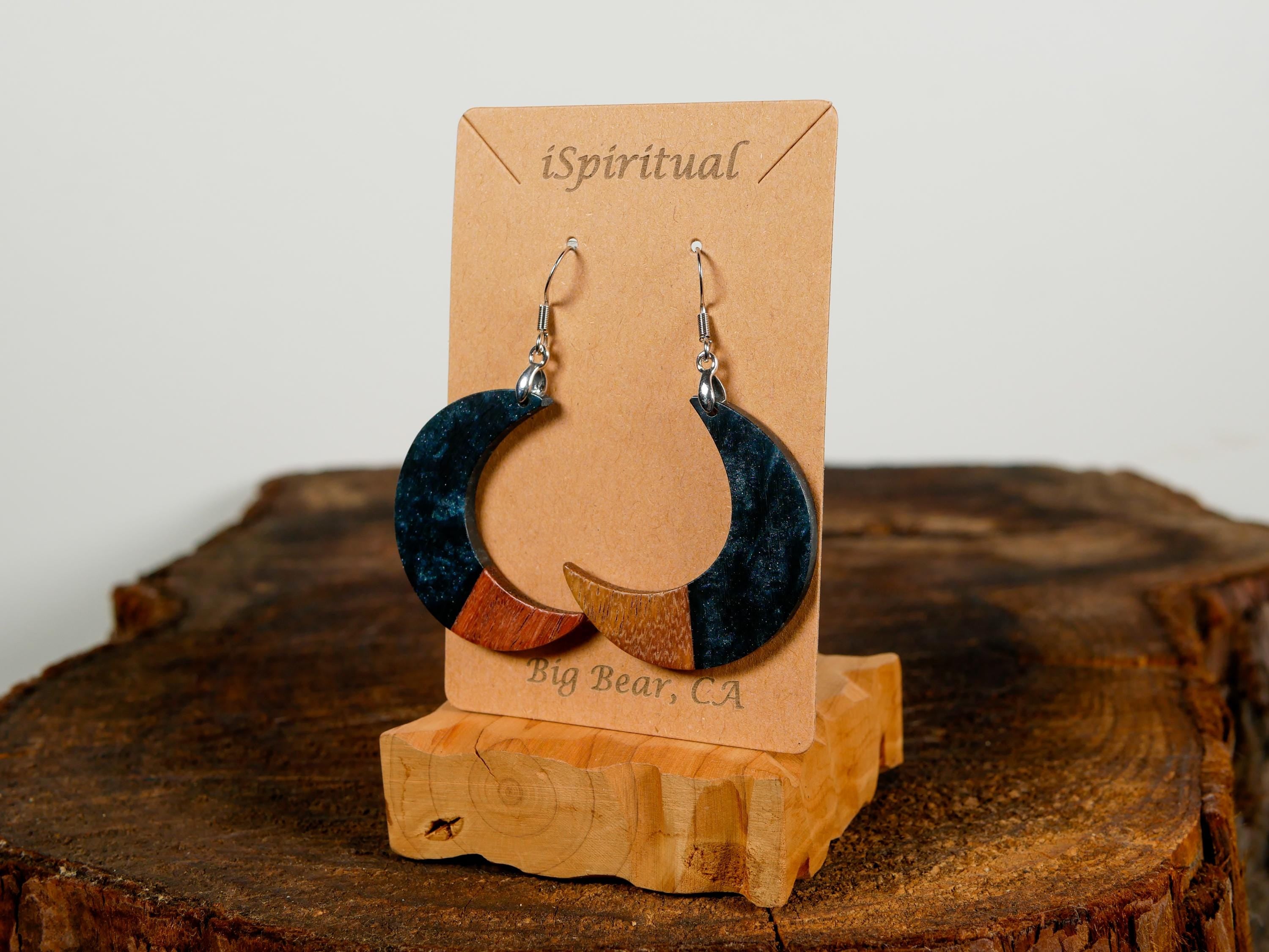 Charcoal Crescent Moon Earrings • Witchy Lunar Jewelry