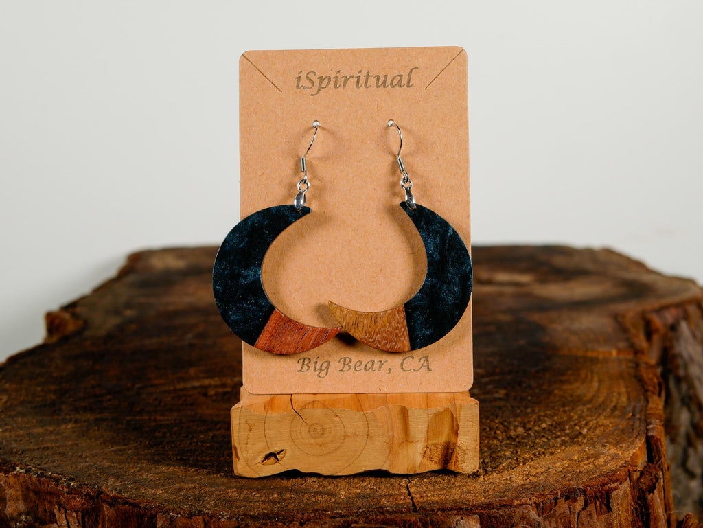 Charcoal Crescent Moon Earrings • Witchy Lunar Jewelry