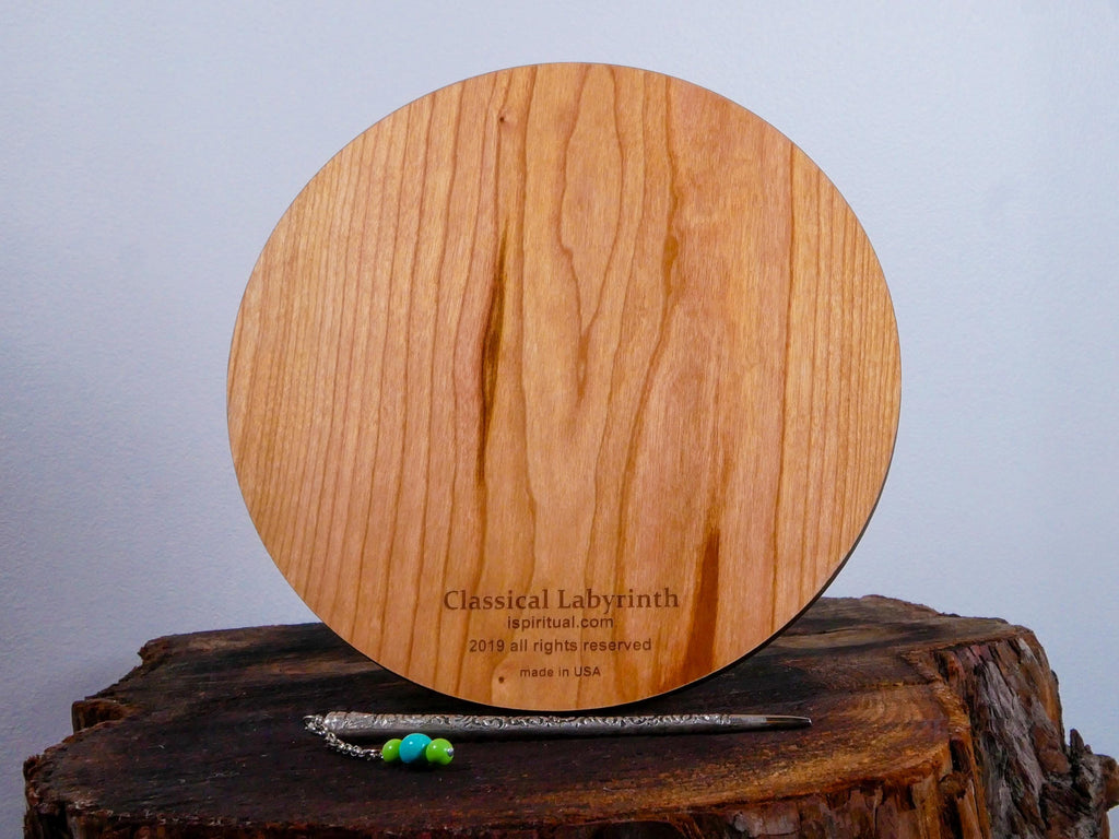 7" Classical Finger Labyrinth on Cherry Wood • Mindfulness Tool • Meditation • Stress Relief • Thoughtful Gift