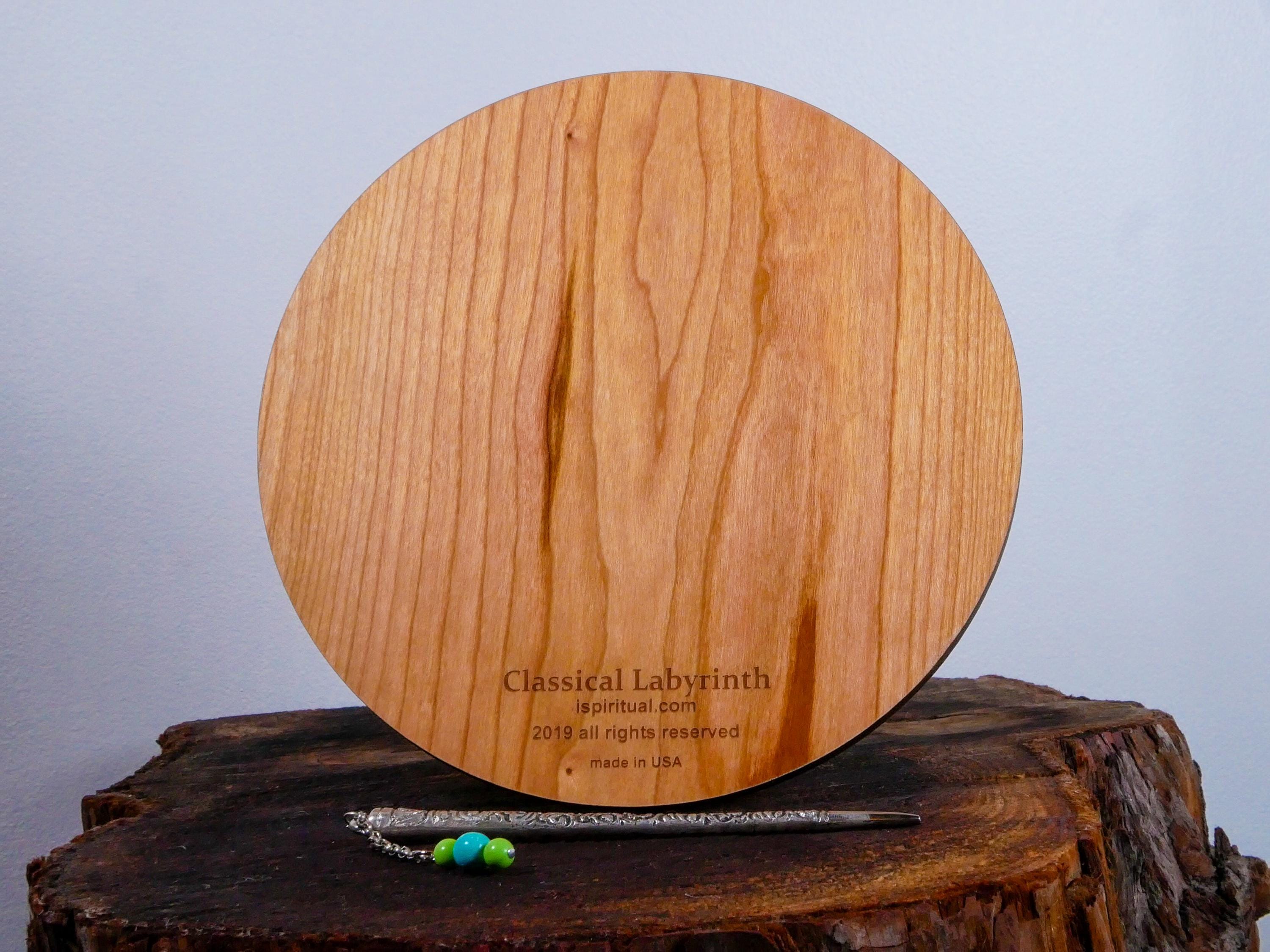 7" Classical Finger Labyrinth on Cherry Wood • Mindfulness Tool • Meditation • Stress Relief • Thoughtful Gift