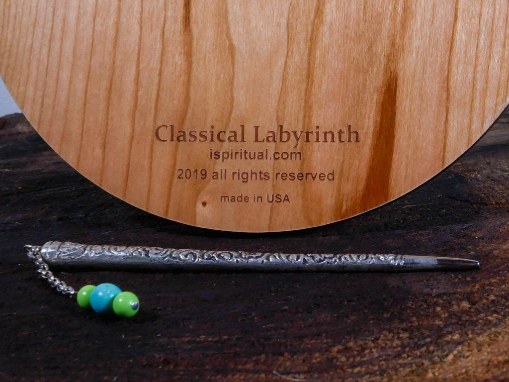 7" Classical Finger Labyrinth on Cherry Wood • Mindfulness Tool • Meditation • Stress Relief • Thoughtful Gift