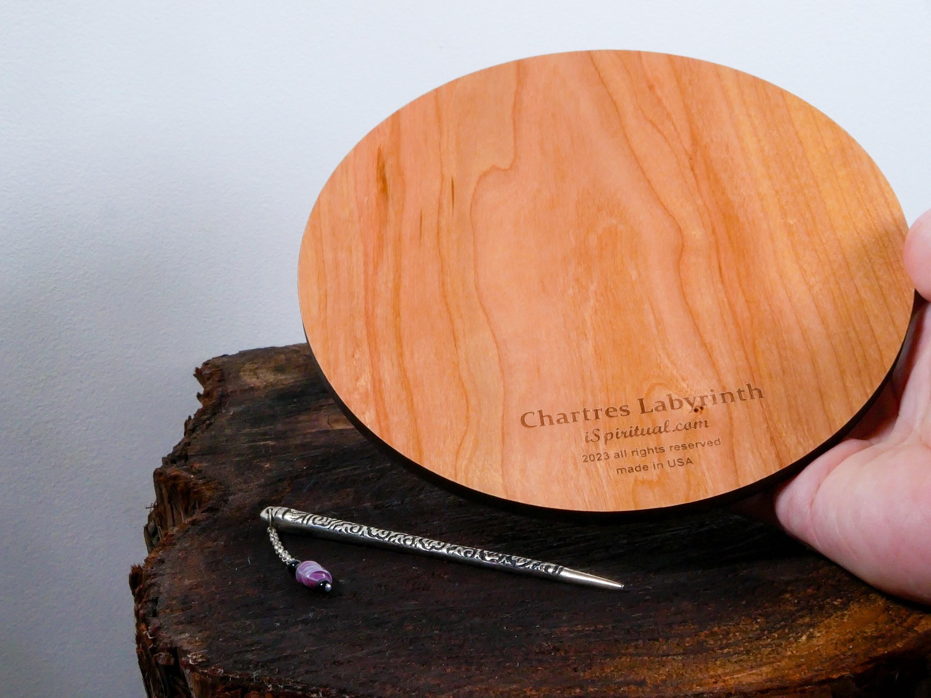 7" Chartres Finger Labyrinth on Cherry Wood • Mindfulness Tool • Meditation • Stress Relief • Thoughtful Gift
