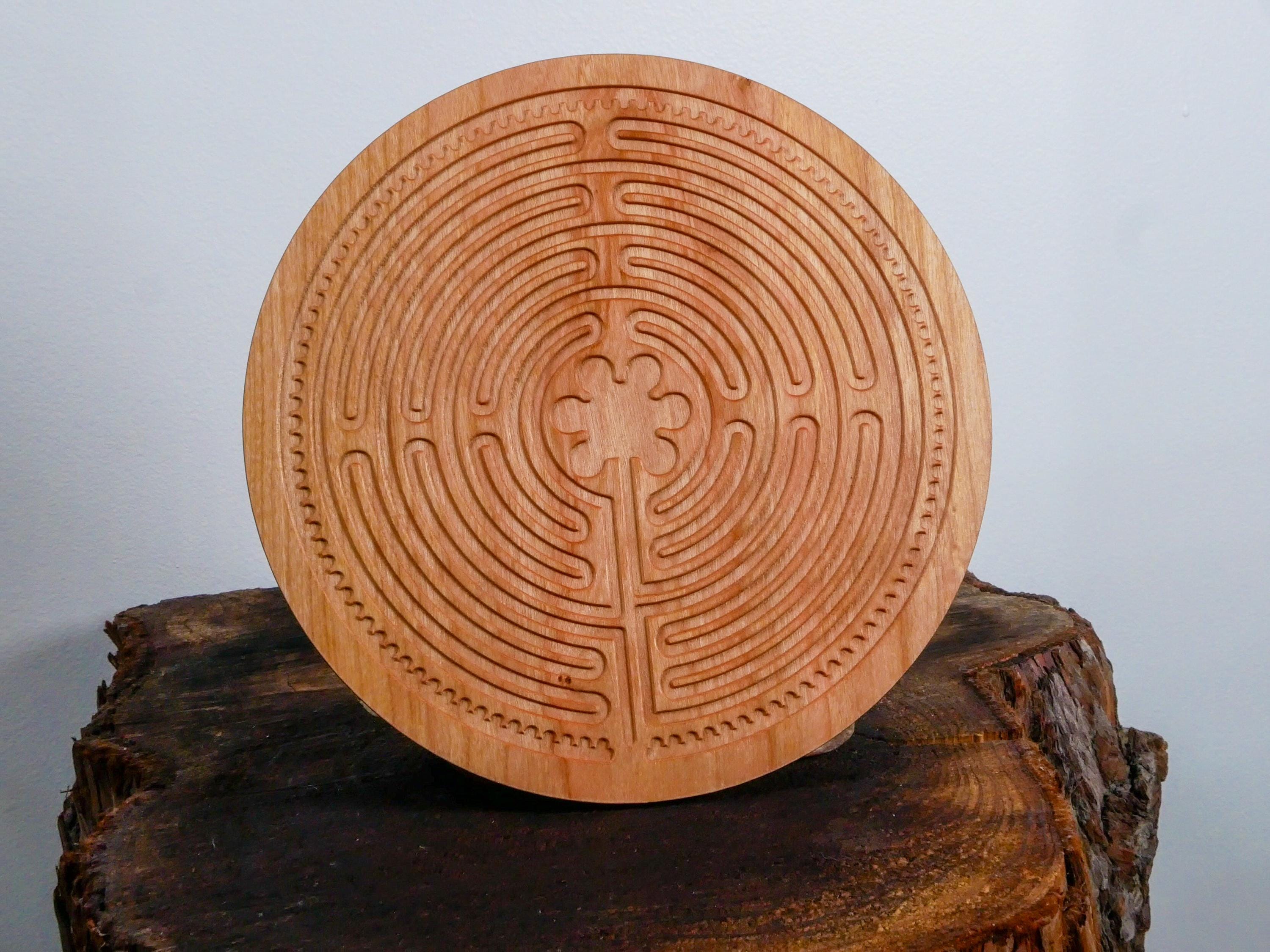 7" Chartres Finger Labyrinth on Cherry Wood • Mindfulness Tool • Meditation • Stress Relief • Thoughtful Gift