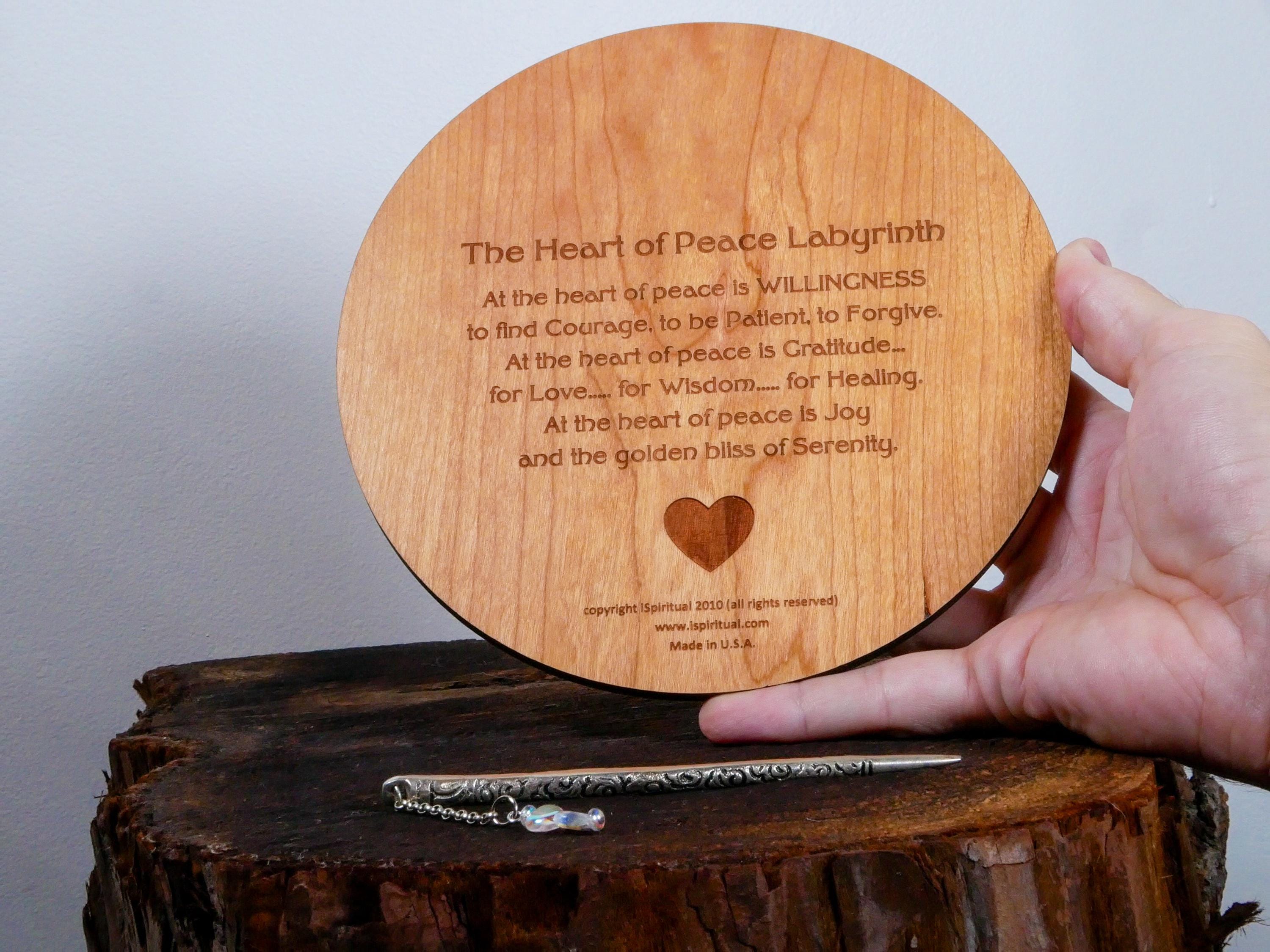 7" Heart of Peace Finger Labyrinth • Mindfulness and Meditation Tool • Stress Relief and Focus • Meaningful Gift