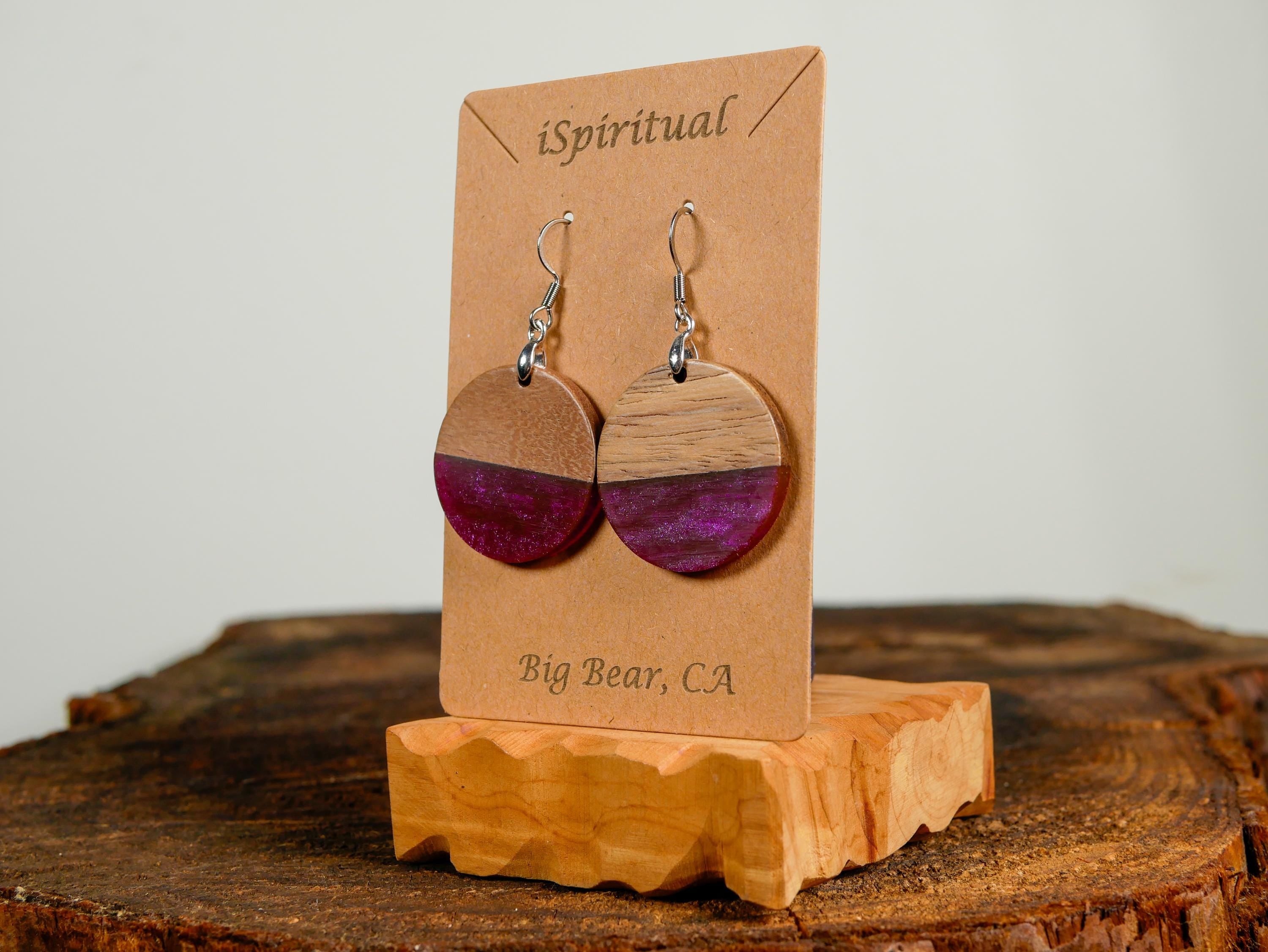 Plum Round Earrings • Boho Witchy Jewelry • Lightweight Dangle Earrings