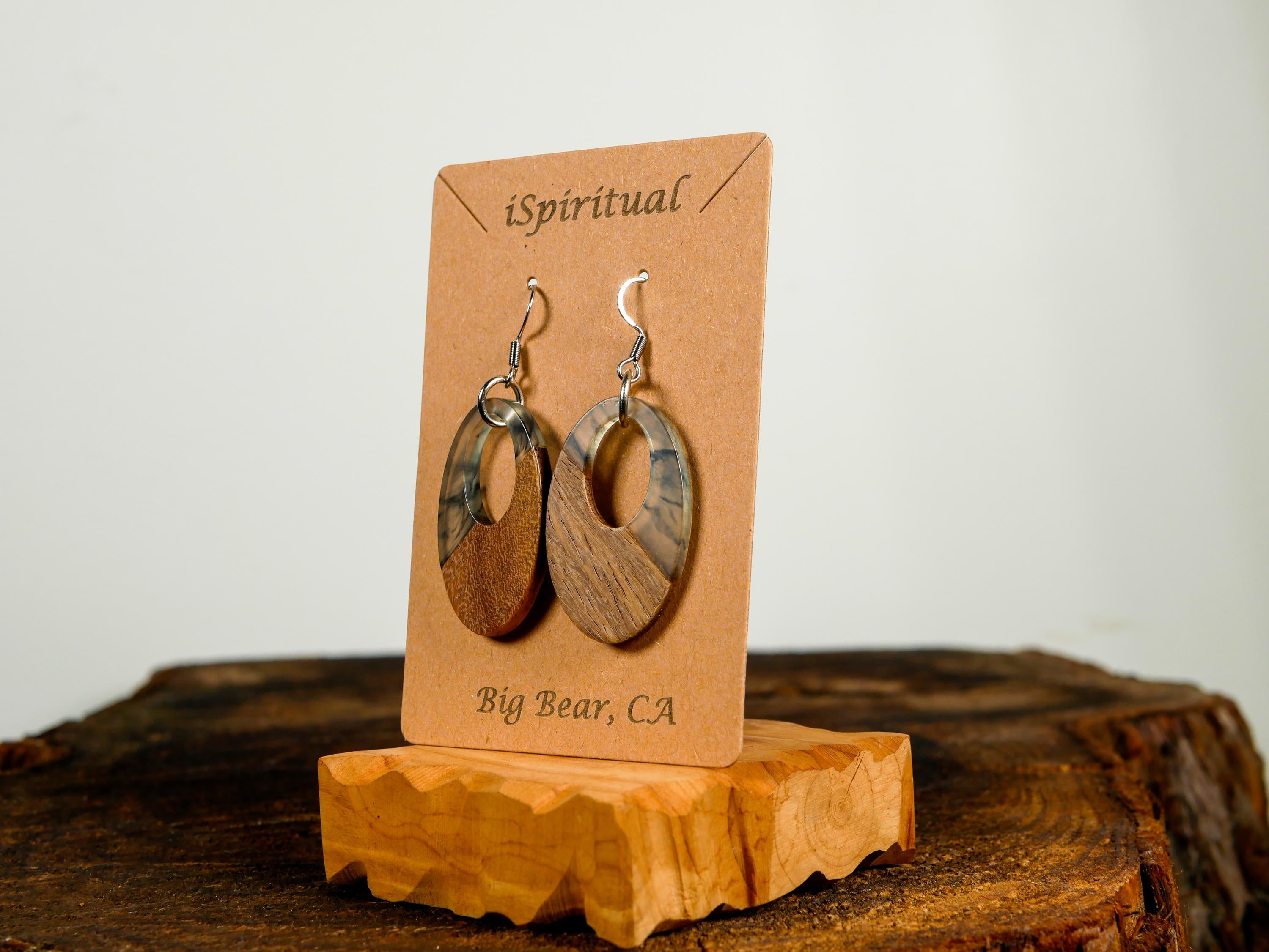 Charcoal Oval Earrings • Witchy Neutral Jewelry • Boho Dangle Earrings