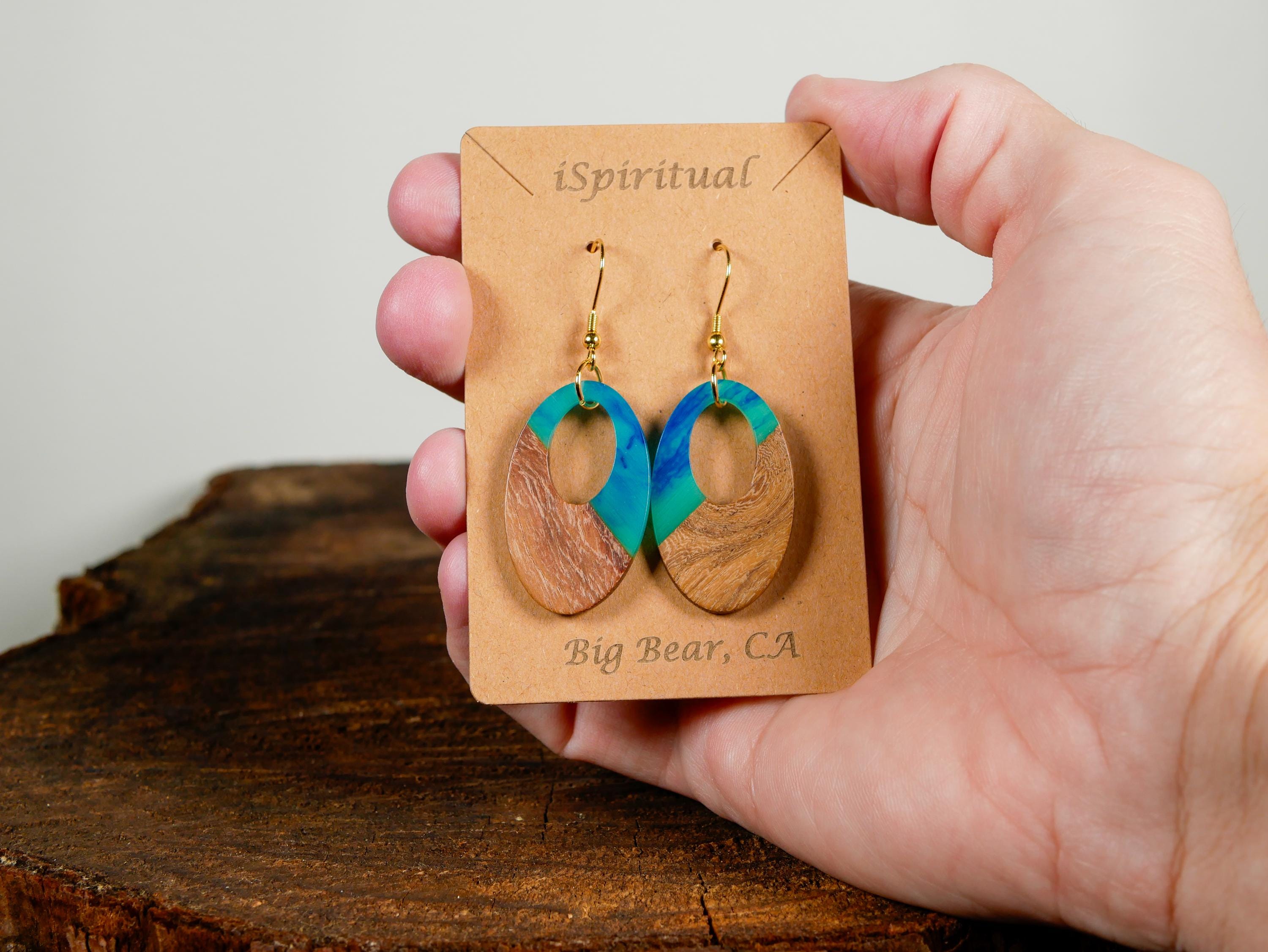 Aquamarine Oval Earrings • Boho Ocean Jewelry • Lightweight Dangle Earrings