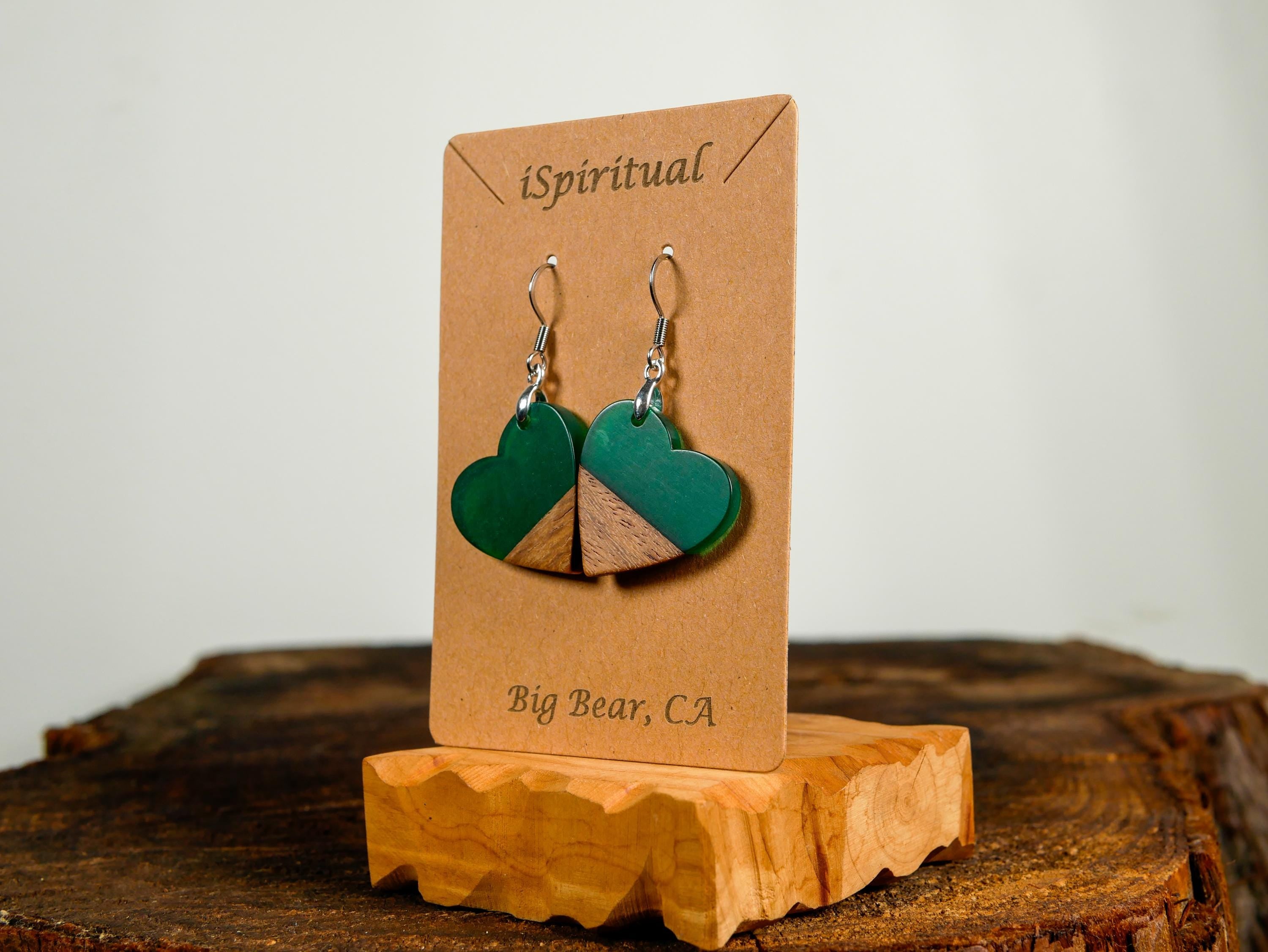 Green Heart Earrings • Nature Lover Jewelry • Boho Heart Dangles