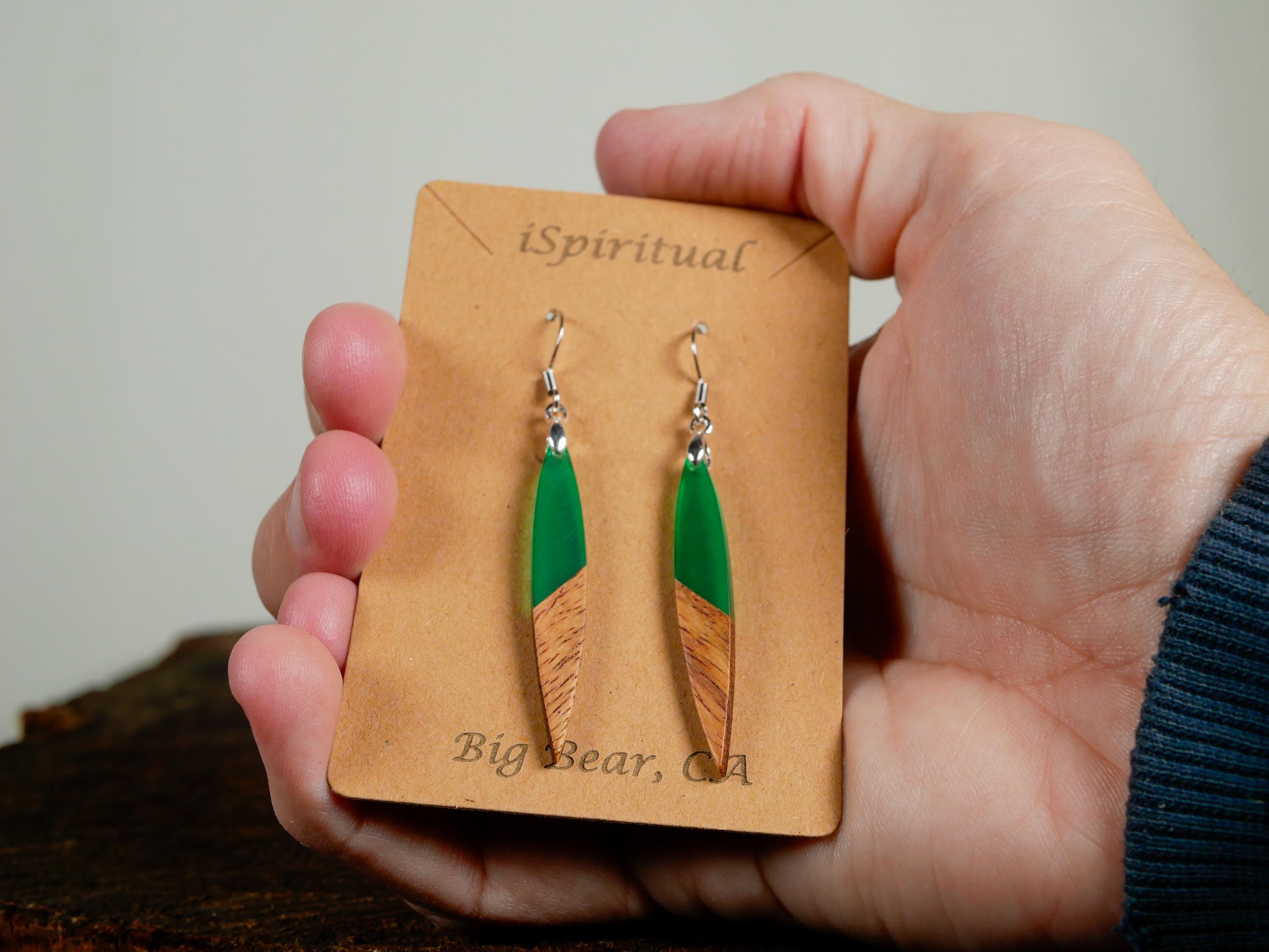 Green Bar Earrings • Forest Witch Jewelry • Boho Dangle Earrings • Lightweight