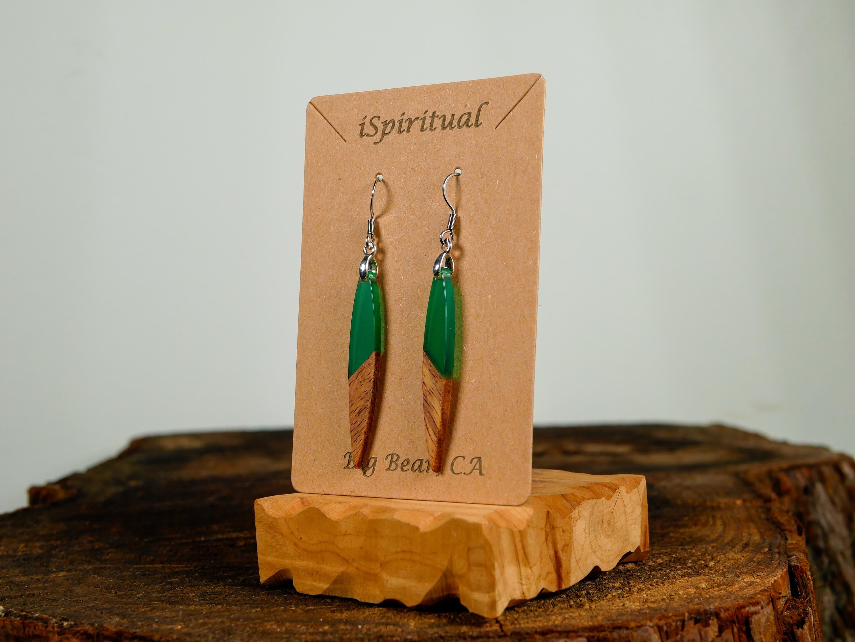 Green Bar Earrings • Forest Witch Jewelry • Boho Dangle Earrings • Lightweight
