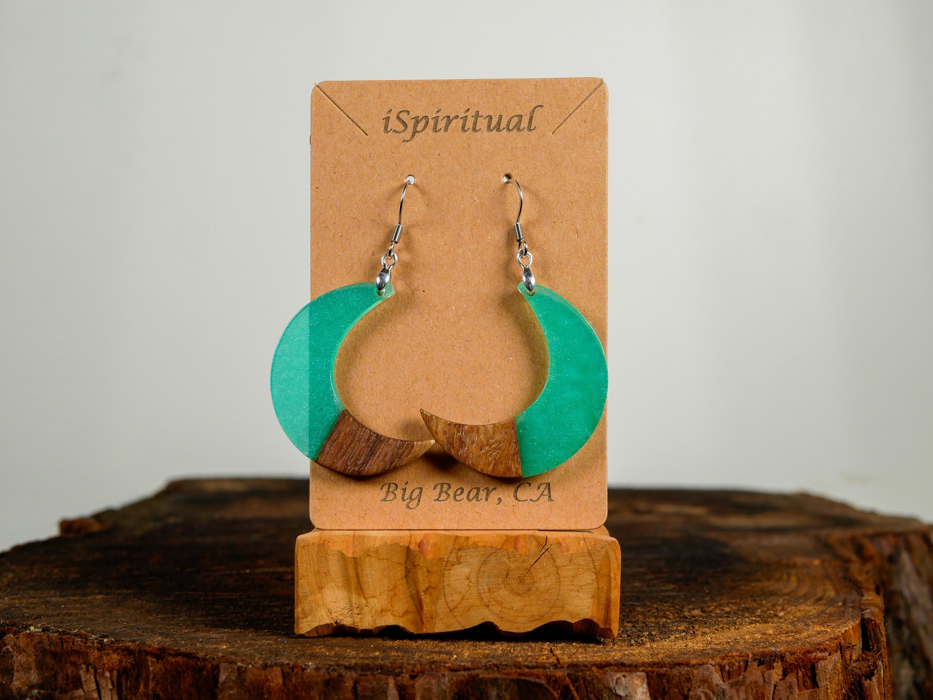 Crescent Moon Earrings • Aqua • Celestial Jewelry • Witchy Gift • Lunar Earrings • Handmade