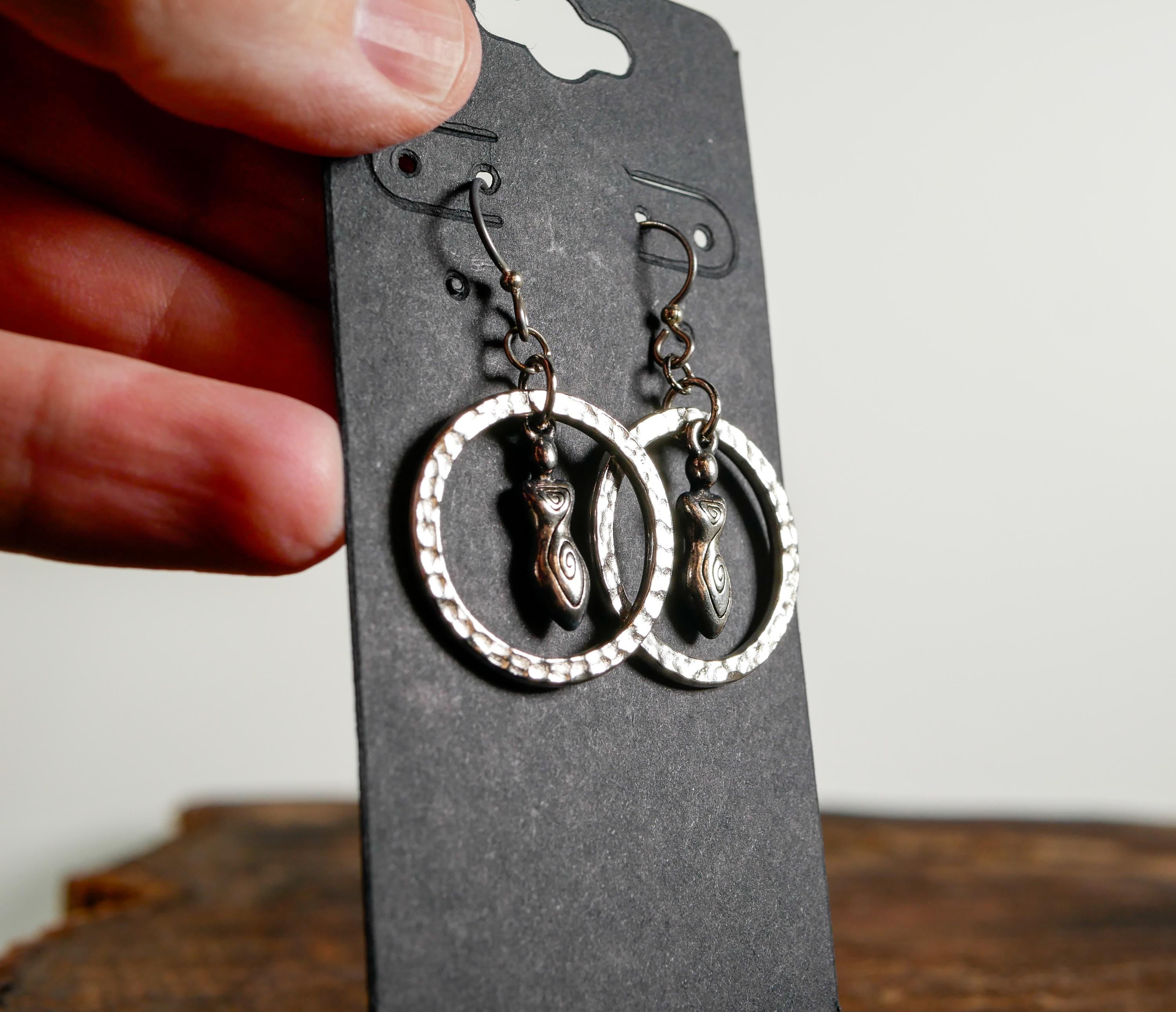 Sacred Feminine • Goddess Within the Circle • Handcrafted Earrings • Silver Tone • iSpiritual