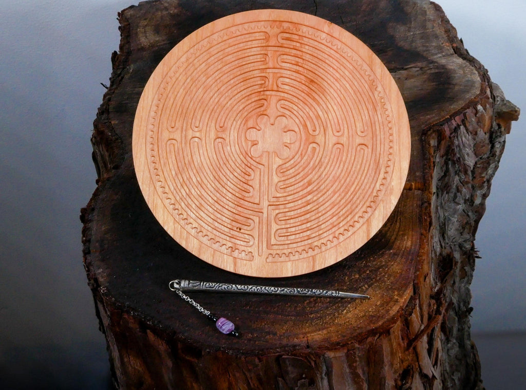 7" Chartres Finger Labyrinth on Cherry Wood • Mindfulness Tool • Meditation • Stress Relief • Thoughtful Gift