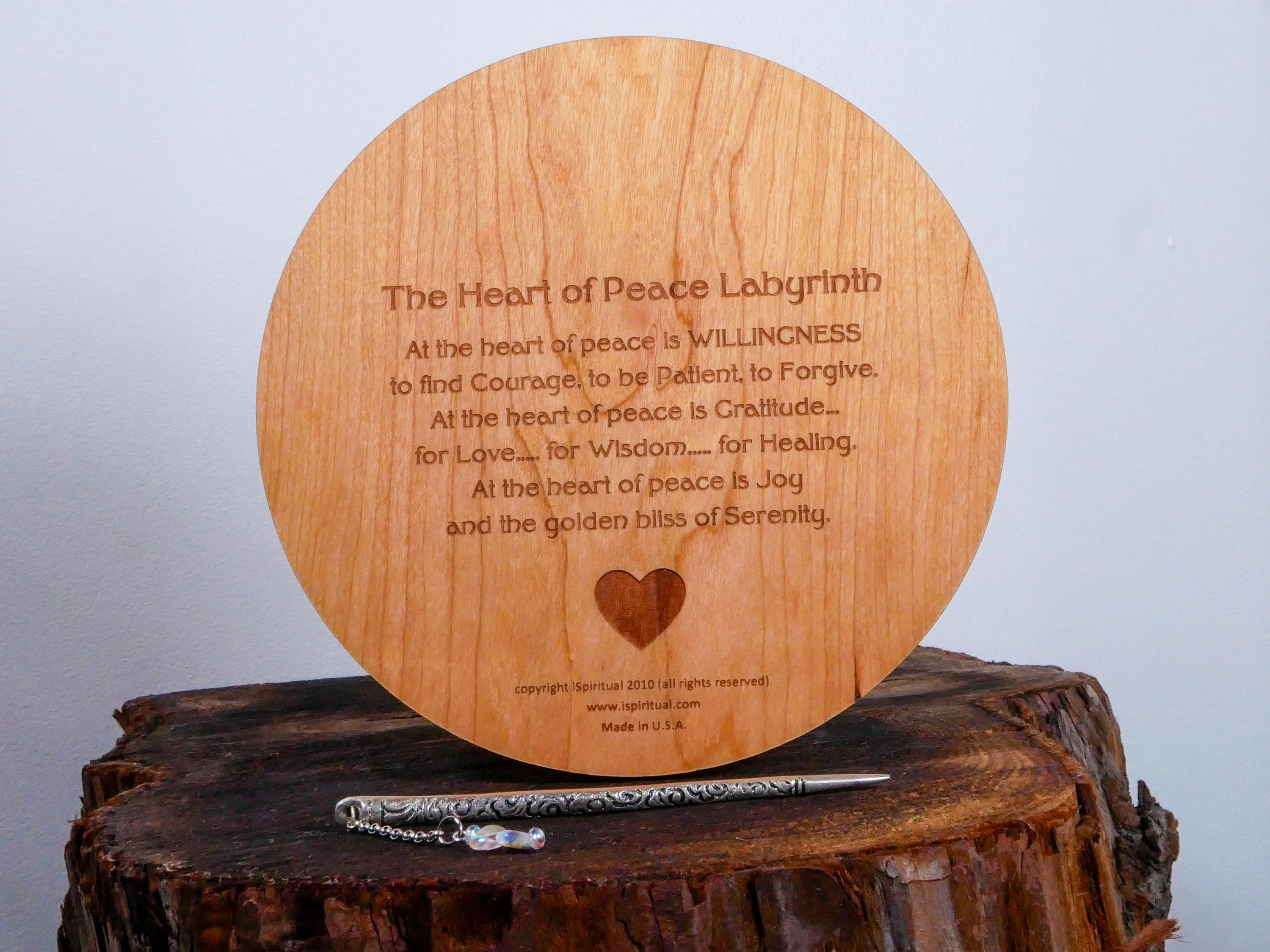 7" Heart of Peace Finger Labyrinth • Mindfulness and Meditation Tool • Stress Relief and Focus • Meaningful Gift