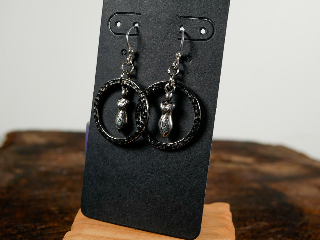 Sacred Feminine • Goddess Within the Circle • Handcrafted Earrings • Silver Tone • iSpiritual