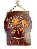 Honey & Bloom Key Holder • Bee Wildflower Wood Wall Art • Handmade Entryway Organizer