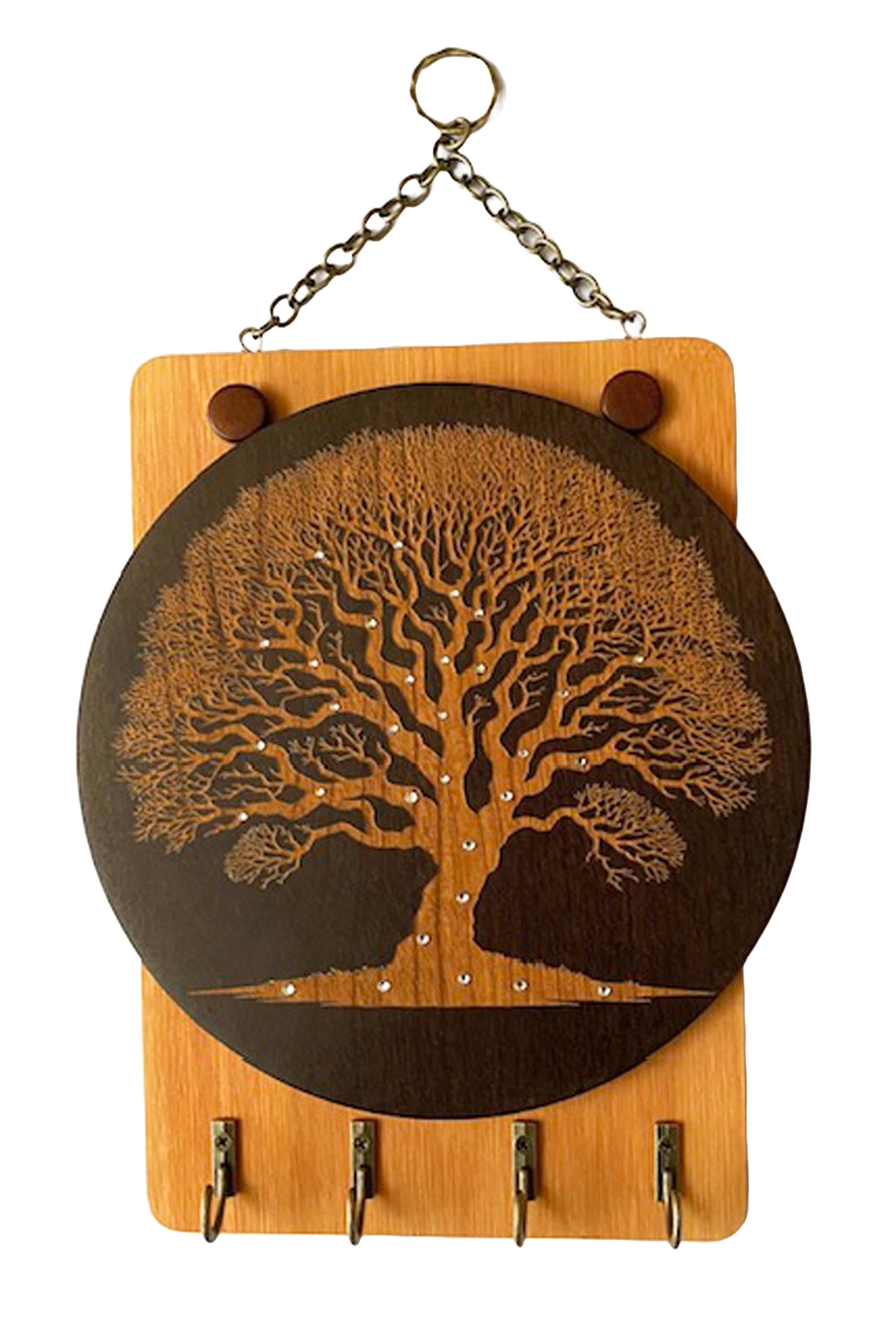 Tree of Life Key Holder • Wall Hanger Art • Entryway Organizer • Wooden Key Rack